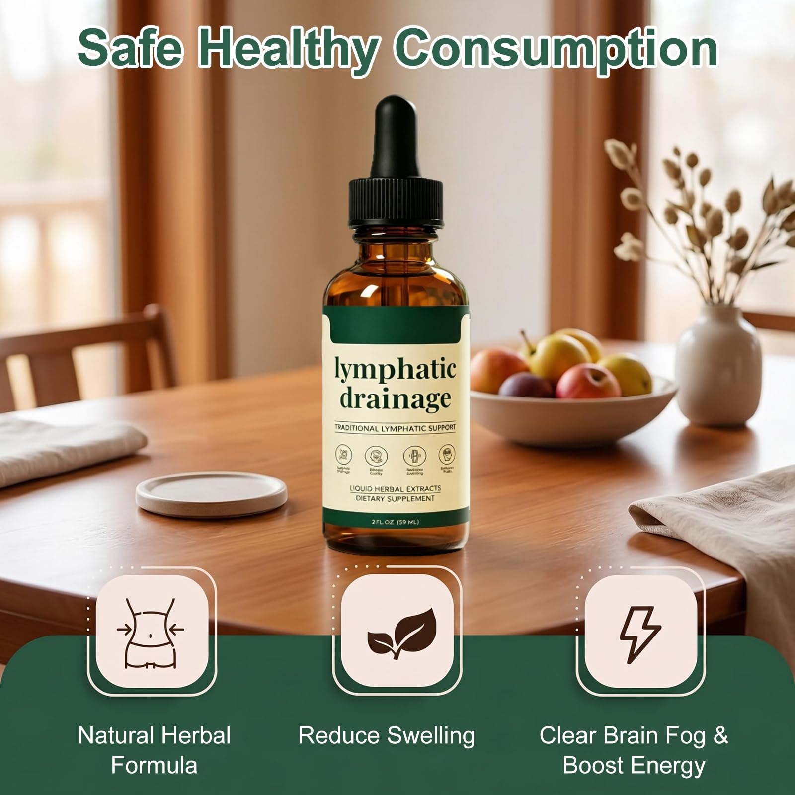 2 Pièce Drainant Lymphatique Goutte 60ML Nouveau 2026 Drainage Lymphatique Corps Complet Mélanges à Base de Plantes Naturelles pour Femmes et Hommes