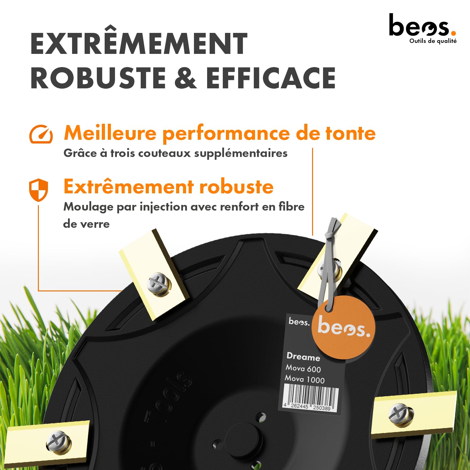 BEOS Plateau à Lames Tuning pour 6 Lames - Dreame Mova, LiDAX et ViAX | Disque de coupe renforcé de fibres de verre - Ø 170 mm - Fabriqué en Allemagne
