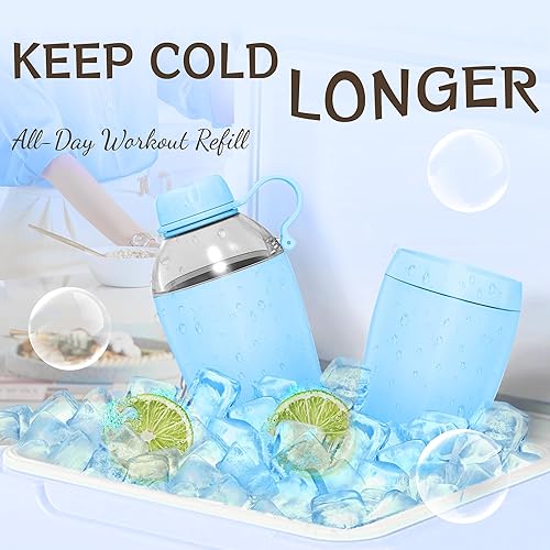 Miniatura 8 de Botella de agua aislada para mujer, botellas de agua de acero inoxidable de 18 onzas, doble pared, 2 tapas (vaso y vaso), hidrata y cafeína, regalos