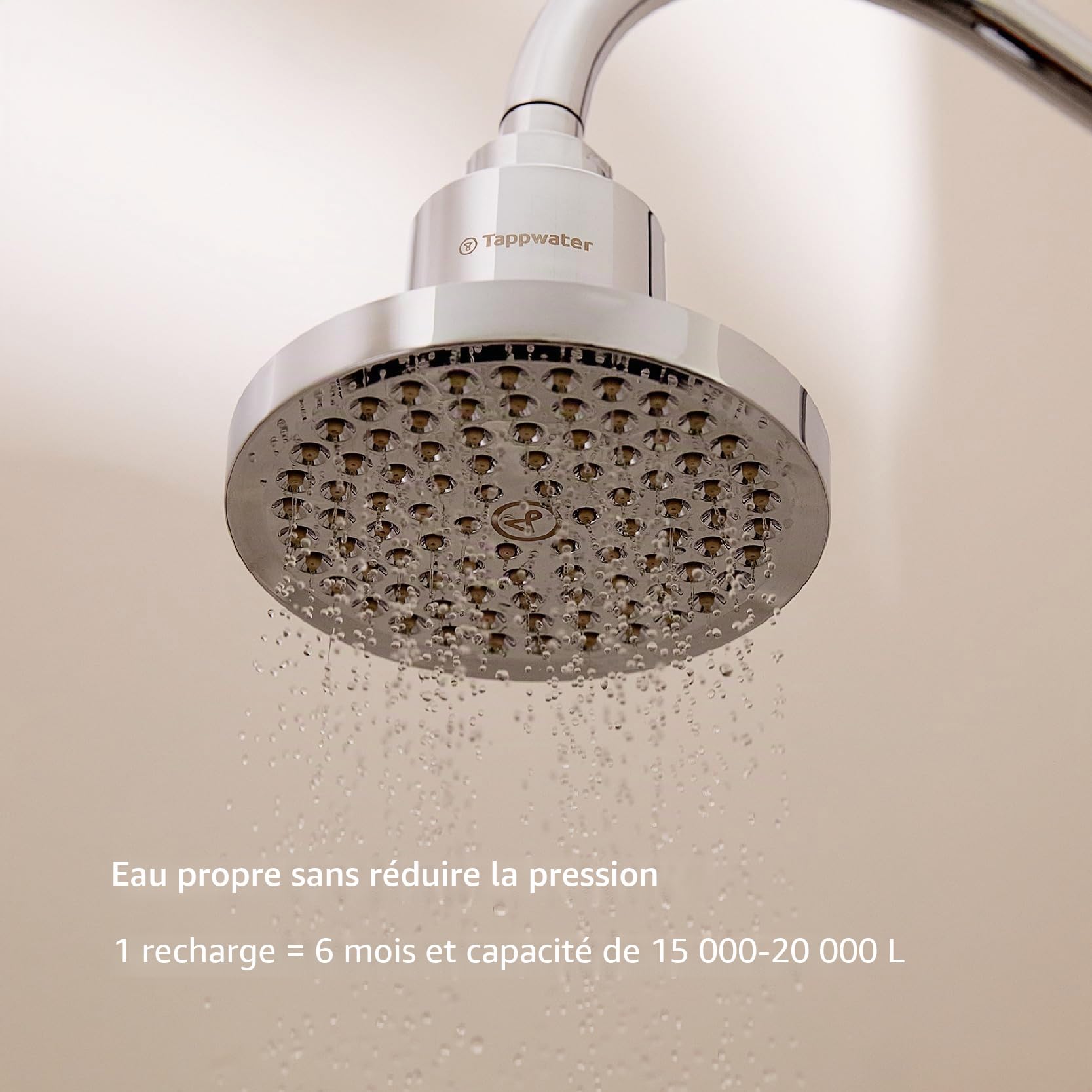 Tappwater ShowerPro Rain SMR – Pommeau de douche avec filtre. Douchette anti calcaire, filtre +70 substances. Technologie KDF-55 et SMR pour une peau hydratée & cheveux doux Durée 6 mois,15-30000L
