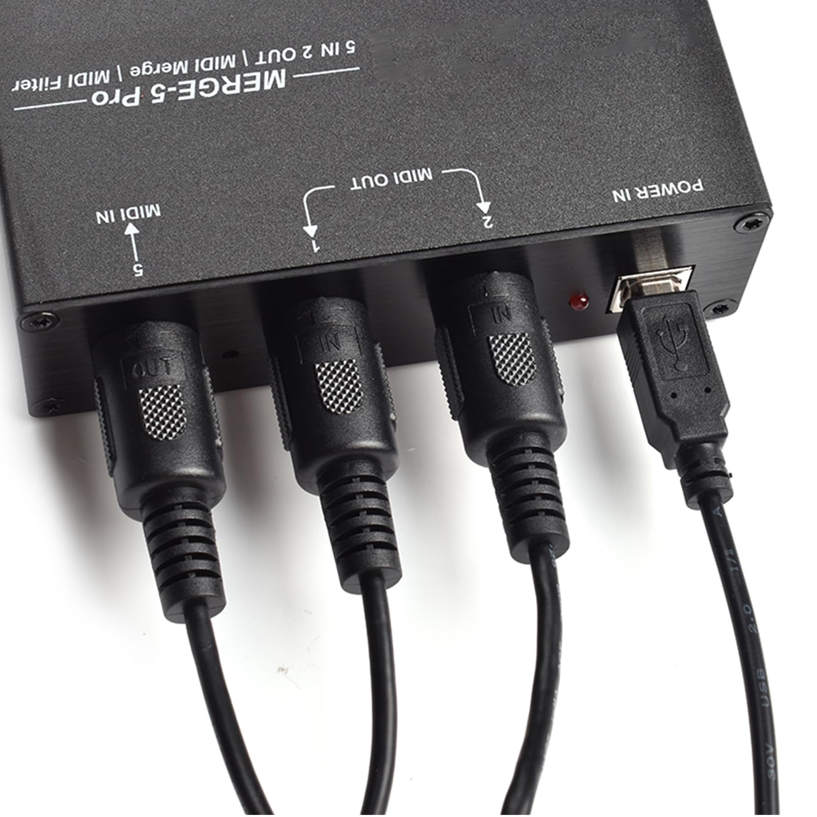 Convertitore Splitter MIDI Avanzato Box Host MIDI USB per Sintetizzatore Tastiera Pianoforte Elettronico, 5 Ingressi e 2 Uscite, Lega di Alluminio, Nero