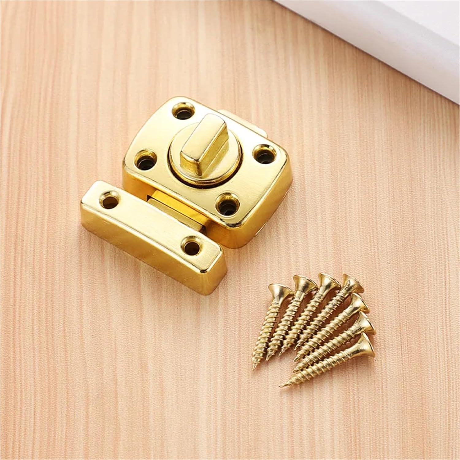 Zinc Alloy Left and Right Latch Door Buckle Push-Pull Door Thickened Door Bolt Lock Buckle Door 1Pcs(Gold-S)