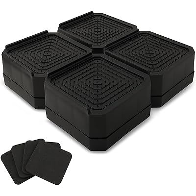 Lakurasu 洗濯機 かさ上げ台 底上げ 防振 防音 ゴム ドラム式対応 1段 高さ4.5cm 8.5×8.5cm ブラック