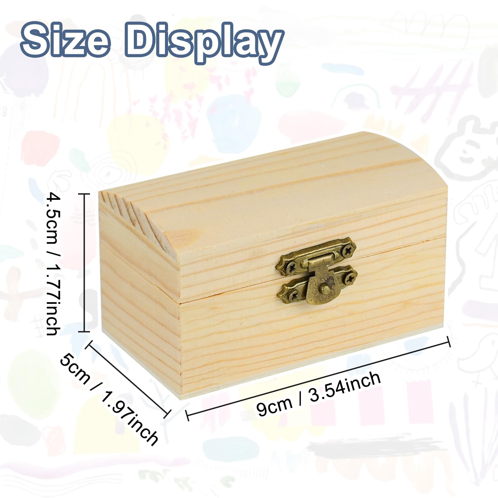 10 Stück Klein Unfertige Hölzernes Schatztruhe Box (9x5x4,5cm) Mini Holz Schatzkiste mit Verschluss für DIY Kunsthandwerk und Party Favor