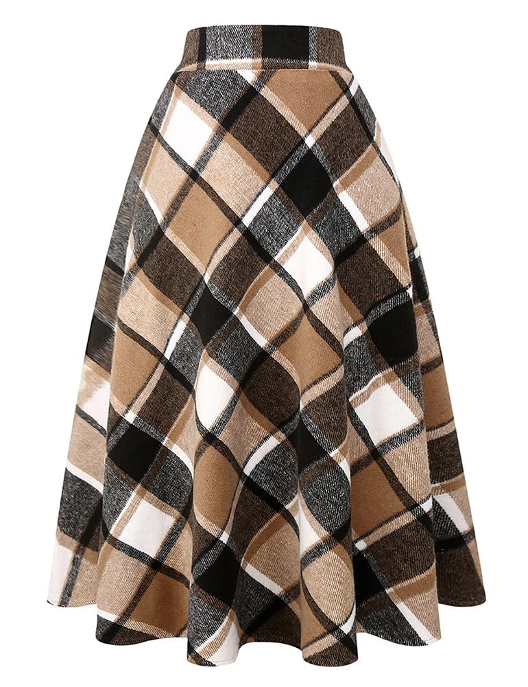 Long Plaid Wool Skirt