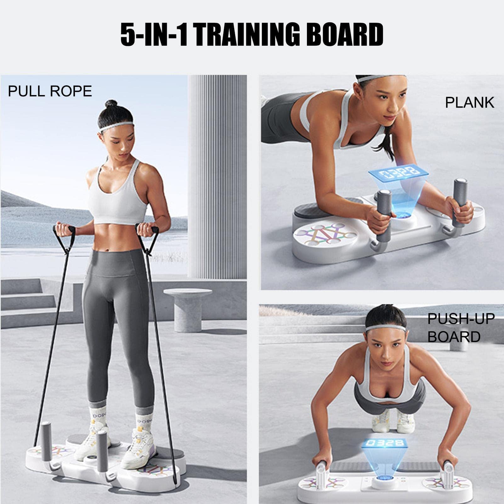 Planche de push-up 5 en 1, entraînement de pompes d'exercices musculaires multifonctions, planche de presse avec bandes de résistance de synchronisation, équipement de gymnastique de fitness pour la
