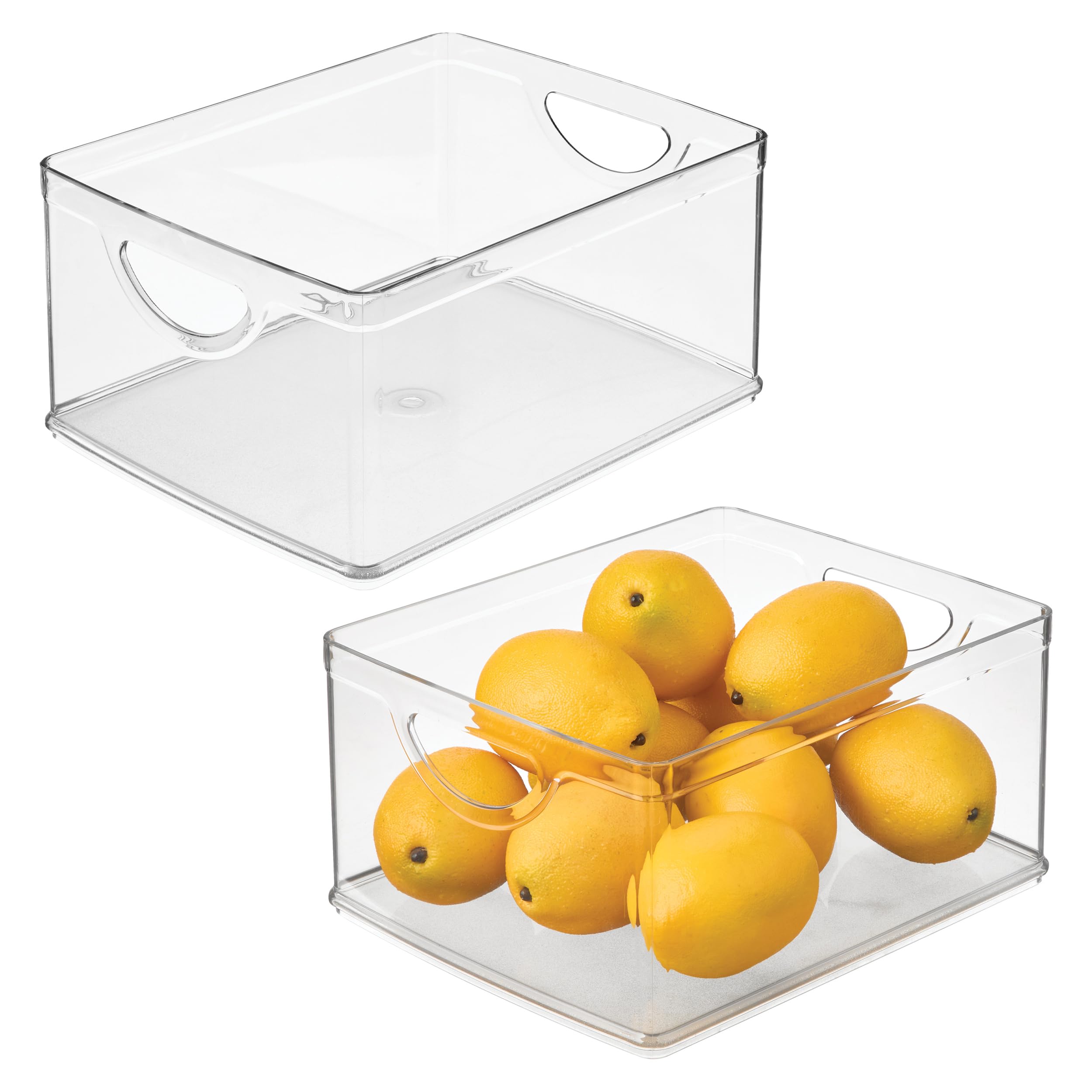 InterDesign iDesign - Contenedores de almacenamiento para despensa con asas, organizadores para armarios o nevera, juego de 2, transparentes