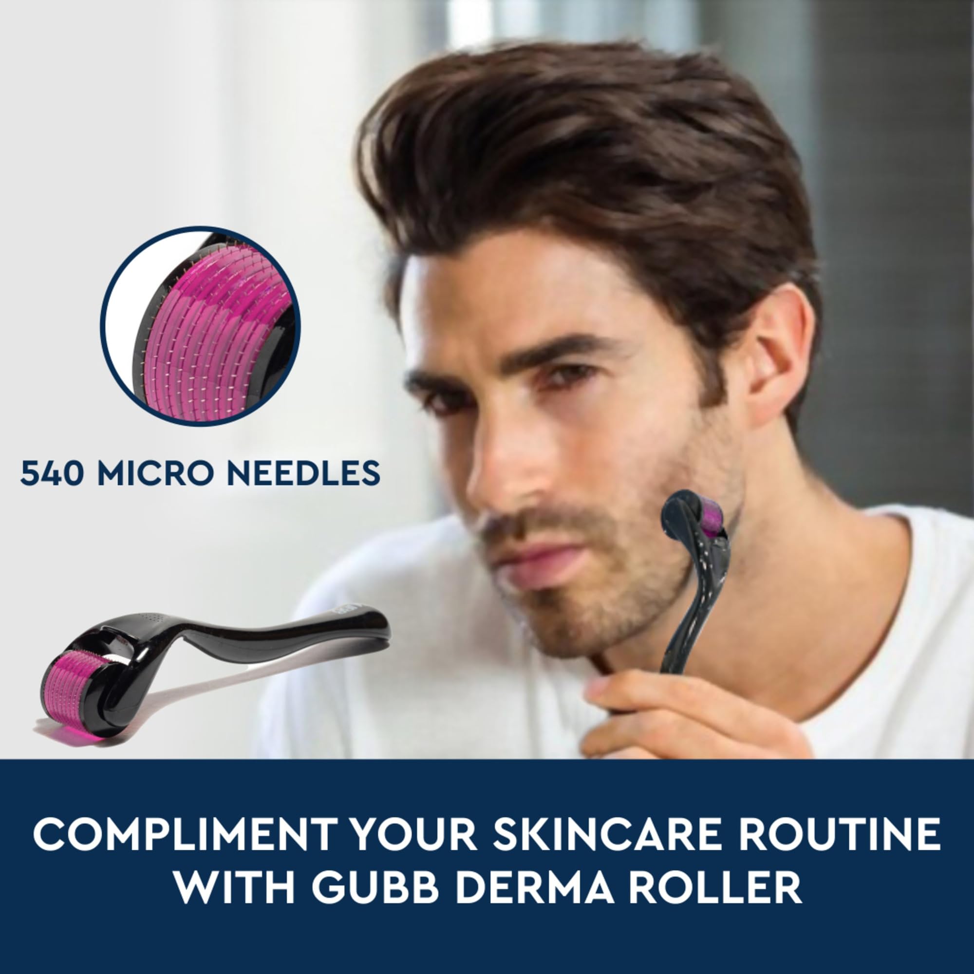 GUBB Derma Roller 0.5mm for Face - Microneedling Tool for Acne Scars,Wrinkles,Beard Growth Stimulator,Skin Rejuvenation,Stretch Marks,Glowing Skin and Hair Regrowth - Pink - Image 5 thumbnail