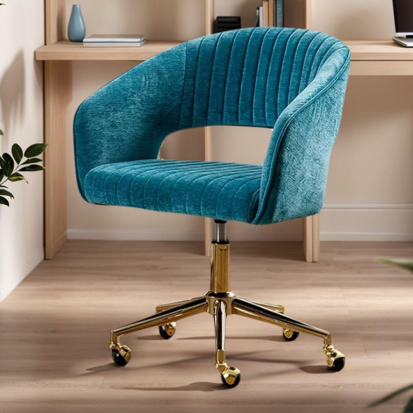 chairus Swivel Home Office Chair with Height Adjustable, Chenille Teal — image 1