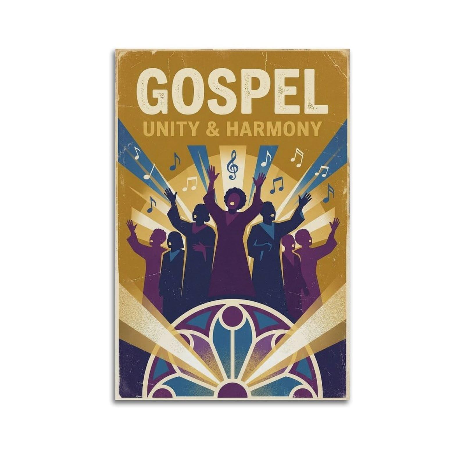 XKUGA Retro Church Gospel Choir Unity & Harmony Christian Poster Modern Decorative Canvas Prints - Ideal Wall Art for Family, Man Cave, Game Room, Boys & Girls Bedroom 20x30inch(50x75cm)