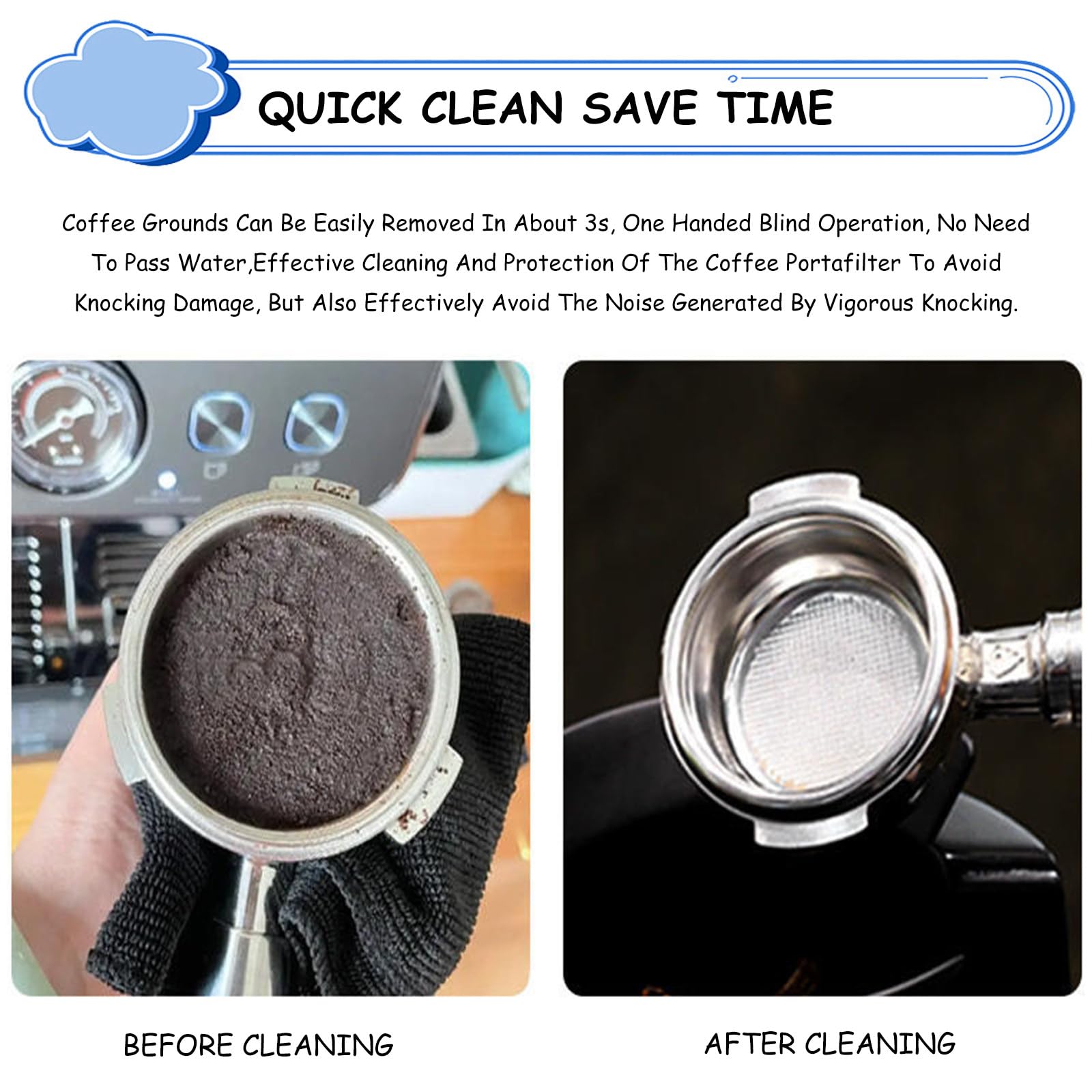 Limpiador De Portafiltros De Café, Máquina de Limpieza de Portafiltros de 150 W y 58 MM, Incluye 2 Raspadores & 1 Cepillar, Electric Coffee Fil TER Holder Cleaning Machine White