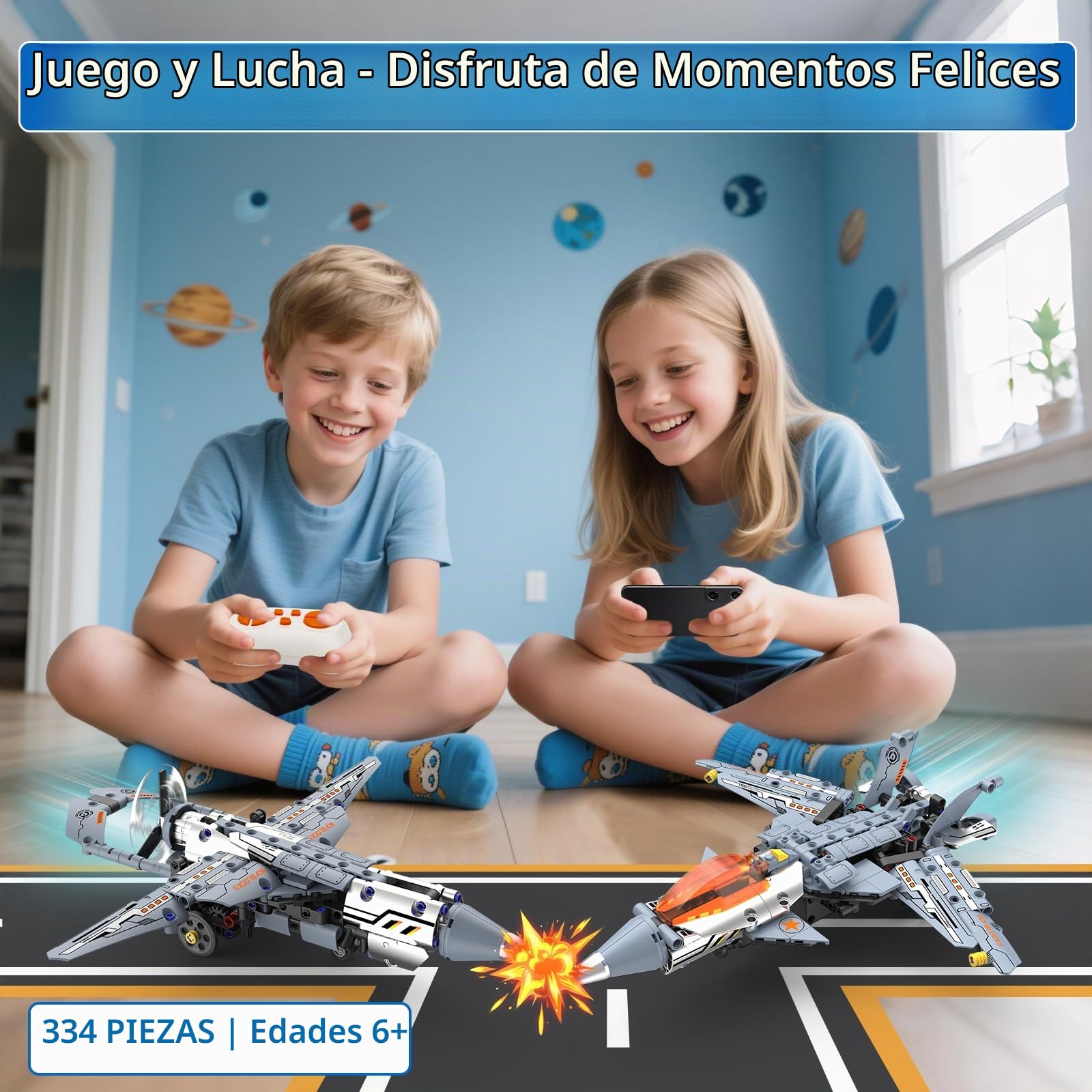 Kit Robot Technic 5 en 1, Robotics Avión de Combate con Aplicación y Control Remoto de 2.4 GHz, Robotica Avión de Combate Stem Programable, Juguete para Niños 6-14 Años, Regalos de Cumpleaños