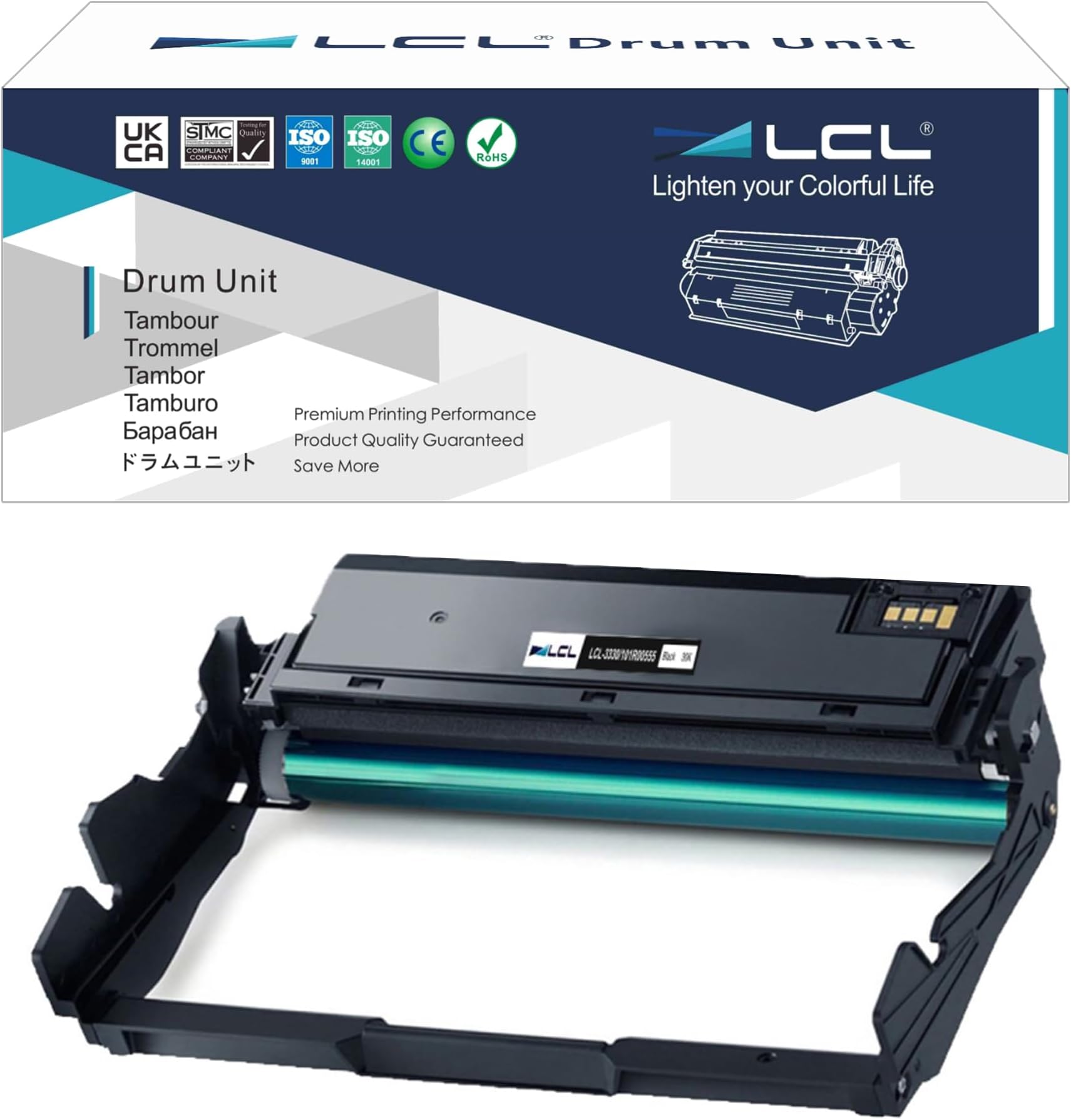 LCL Compatible Drum Unit Replacement for Xerox Phaser 3330 WorkCentre 3335 3345 101R00555 3345VDNi Phaser 3330DNi WorkCentre 3335DNi 3345DNi (1-Pack Black)