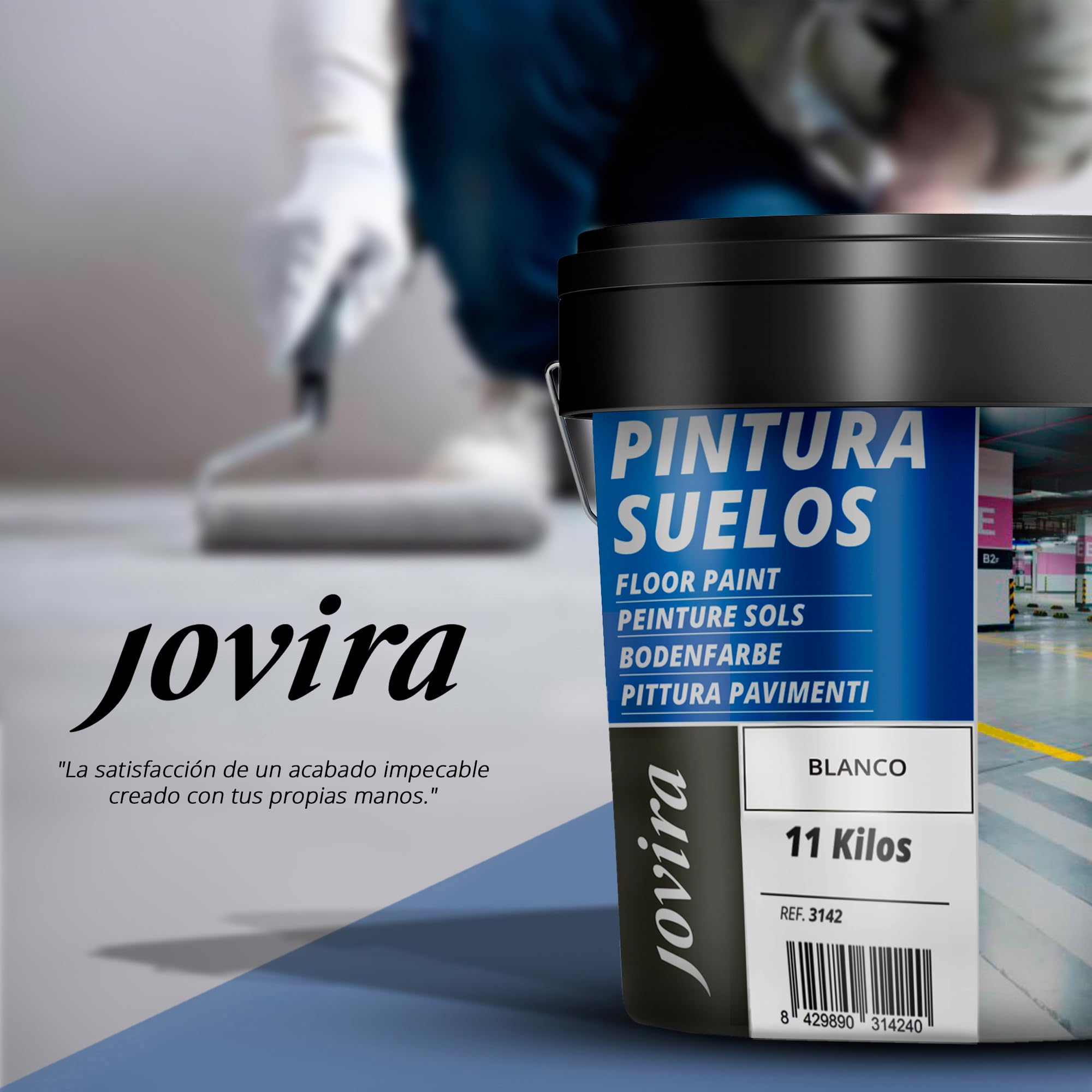 JOVIRA PINTURAS Pintura Suelos, Garajes y Pavimentos Deportivos -11 KG- en general, acabado Mate. Protege y decora las superficies de hormigón, cemento y asfalto. (11 Kg, Blanco) A-14D