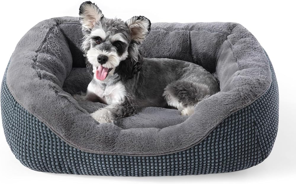 Amazon product image of INVENHO Small Dog Bed for Small Dogs, Cat Beds for Indoor Cats Washable, Orthopedic Dog Bed, Warming Soft Calming Sleeping Puppy Bed Durable Pet Bed with Anti-Slip Bottom S(20"x19"x6")
