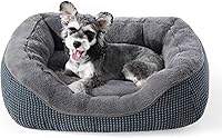 INVENHO Small Orthopedic Dog Bed for Small Dogs & Cats - Washable Calming Velvet Pet Bed with Anti-Slip Bottom, 20x19x6 Inch