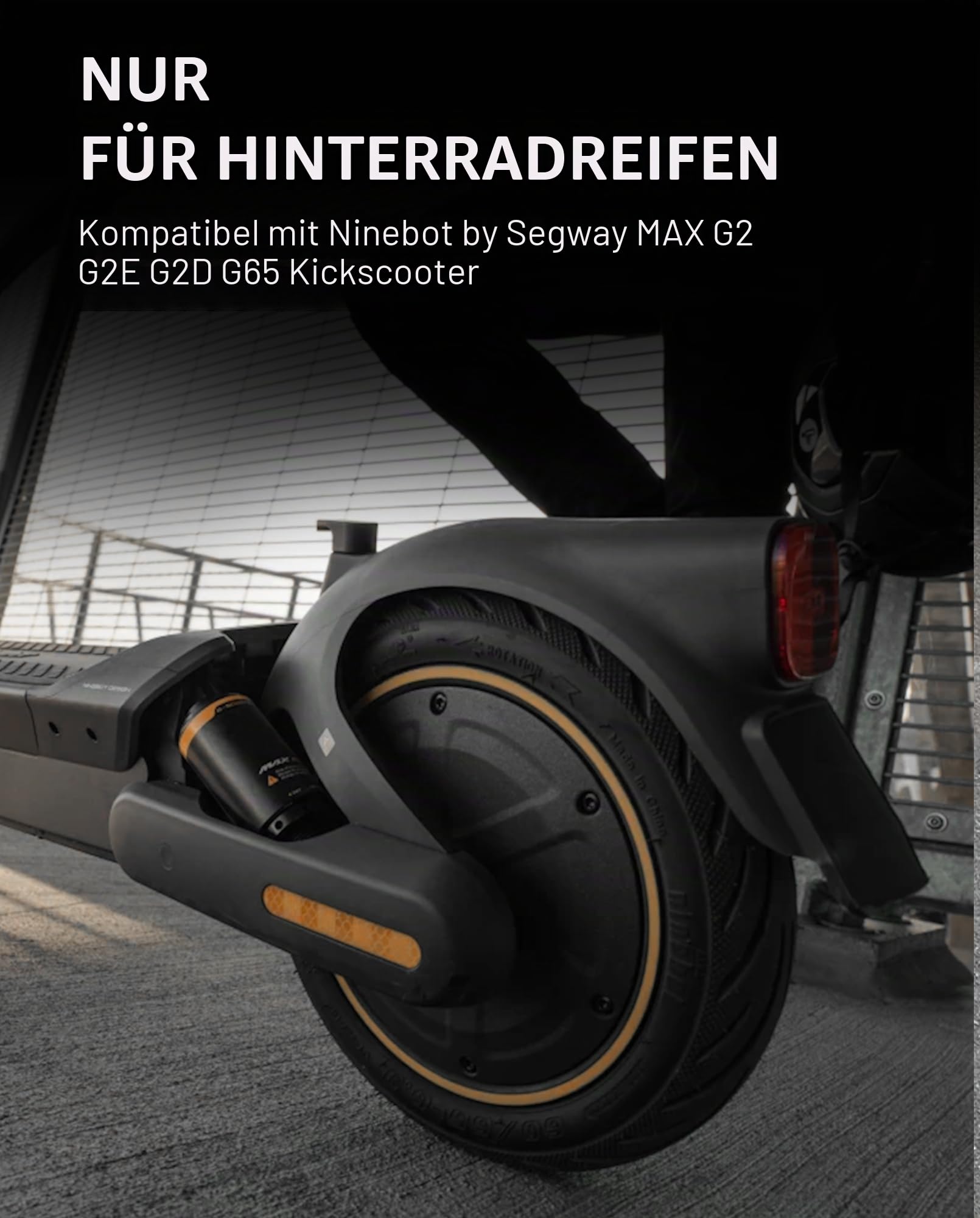 60/65-6.9 Tubeless Hinten Reifen kompatibel mit Segway Ninebot Max G2 G2D G2E G65 KickScooter, 10 Zoll Vakuum Gummi Selbstheilender Rutschfest Außenreifen Max G2 Elektroroller Original Zubehör