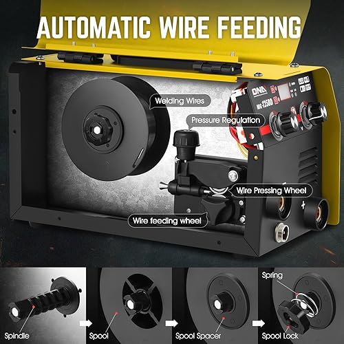 Vista 12 de DNA Motoring Soldador MIG portátil 120A Soldador de núcleo de flujo 110V Soldador de núcleo de flujo 2 en 1 MMA/Flux MIG Máquina de soldadura IGBT
