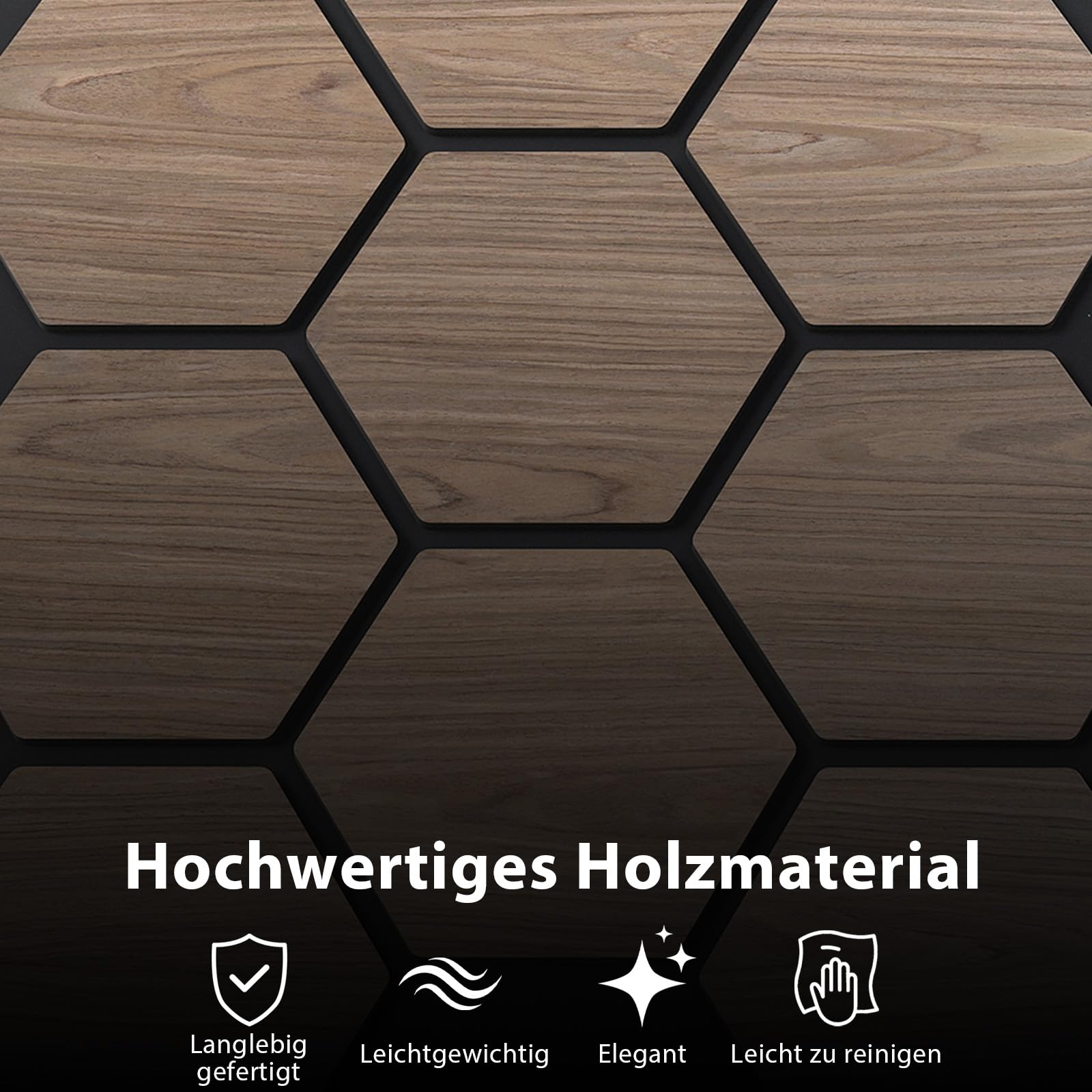 COSTWAY Panele akustyczne 3D, zestaw 4 sztuk, 81 x 66 cm, panele ścienne z sześciokątnymi płytami drewnianymi i pianką akustyczną, płyty wygłuszające, okładziny ścienne do sufitu i ściany