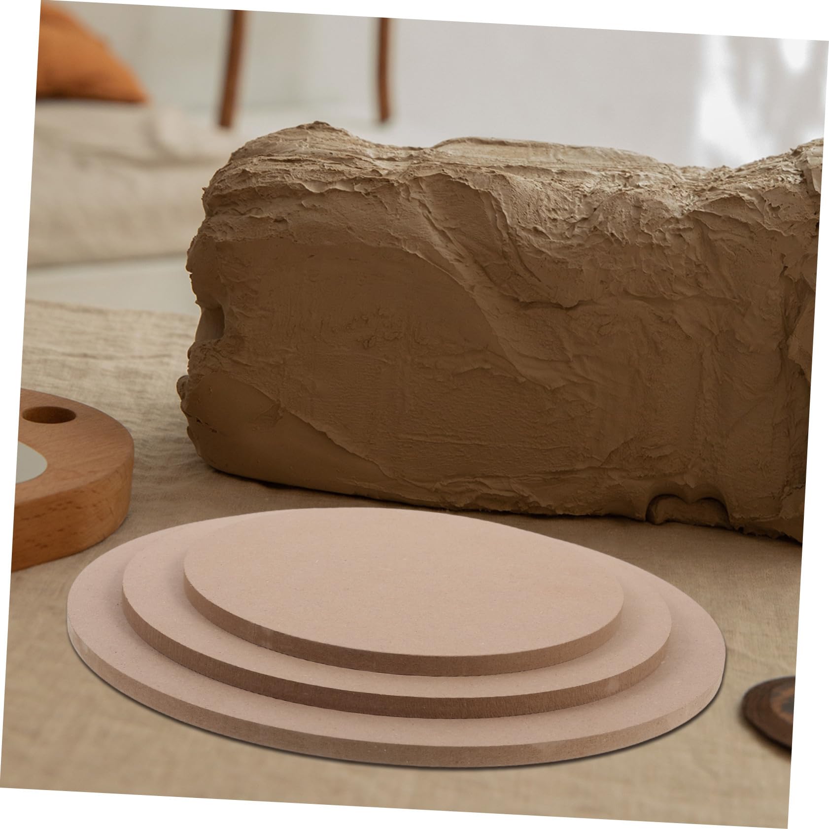 Disques Ronds en Bois Faciles à Nettoyer 3pcs Moules de Presse à Poterie pour Poterie pour Projets de Sculpture et Loisirs Créatifs