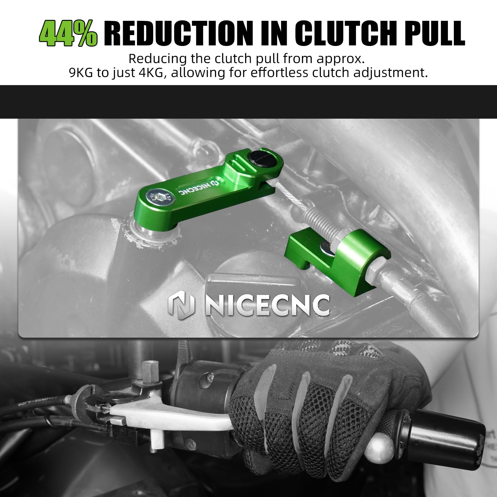 Brazo de embrague NICECNC compatible con Kawasaki KLR650 2008-2024, aluminio, verde