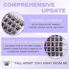 Lash Clusters Individual Lashes D Curl Cluster Eyelash Extensions Wide-stem Eyelashes Cluster 12-16mm Thin Band Cluster Lashes Soft Wispy Clusters Matte Black(Cloud/Meadow-0.07D, 12-16mm Mixed)