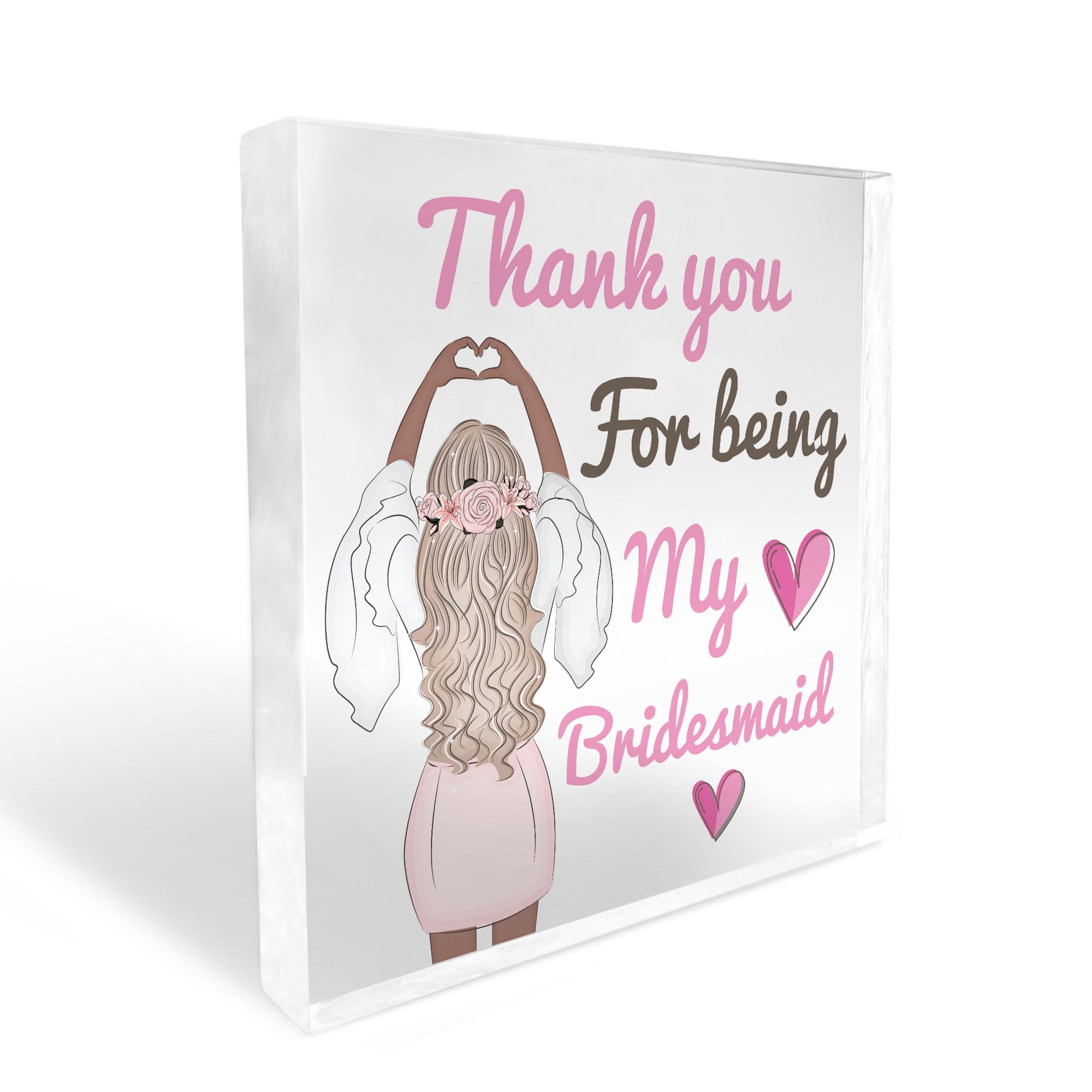 Red Ocean Thank You For Being My Bridesmaid Gift Acrylic Block Wedding Day Gifts Bridesmaid Gifts For Friend Sister Her