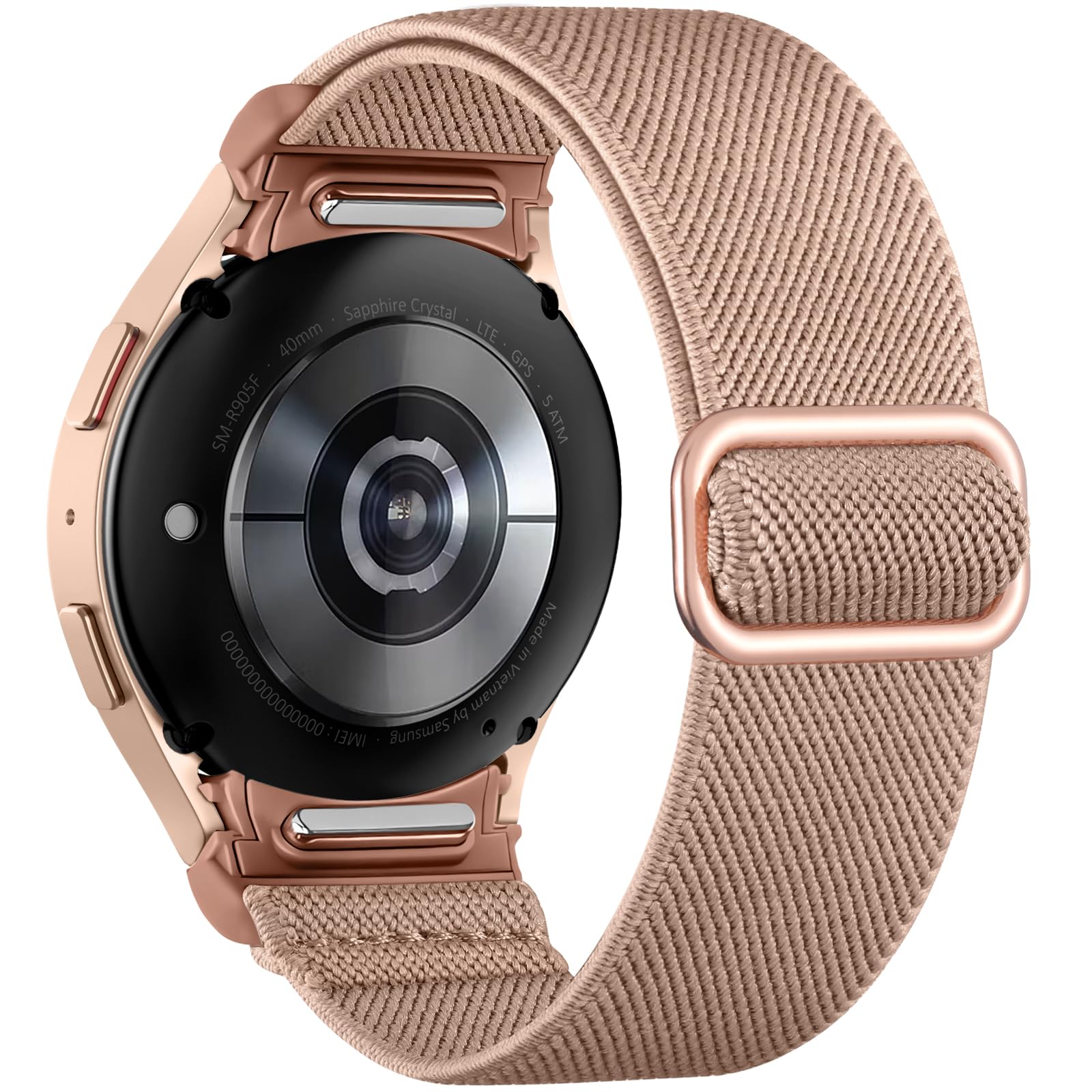 Mastten Elastic Nylon Strap Compatible with Samsung Galaxy Watch 7/6/5/4 Strap 40mm 44mm/Galaxy Watch 6 4 Classic/5 Pro/FE, No Gap One Click Quick Release Sport Band for Women Men, Deep Pink