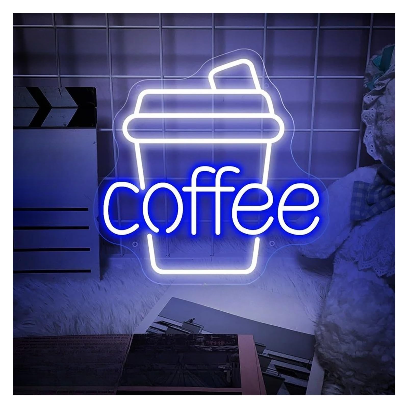 SHOUXI Sign Lamp Coffee Neon Signs Light Dimmable USB Powered Bar Coffee Kitchen Home Cafe Office Club Restaurant Wall Decor Sign Illuminated(B,30x30cm)