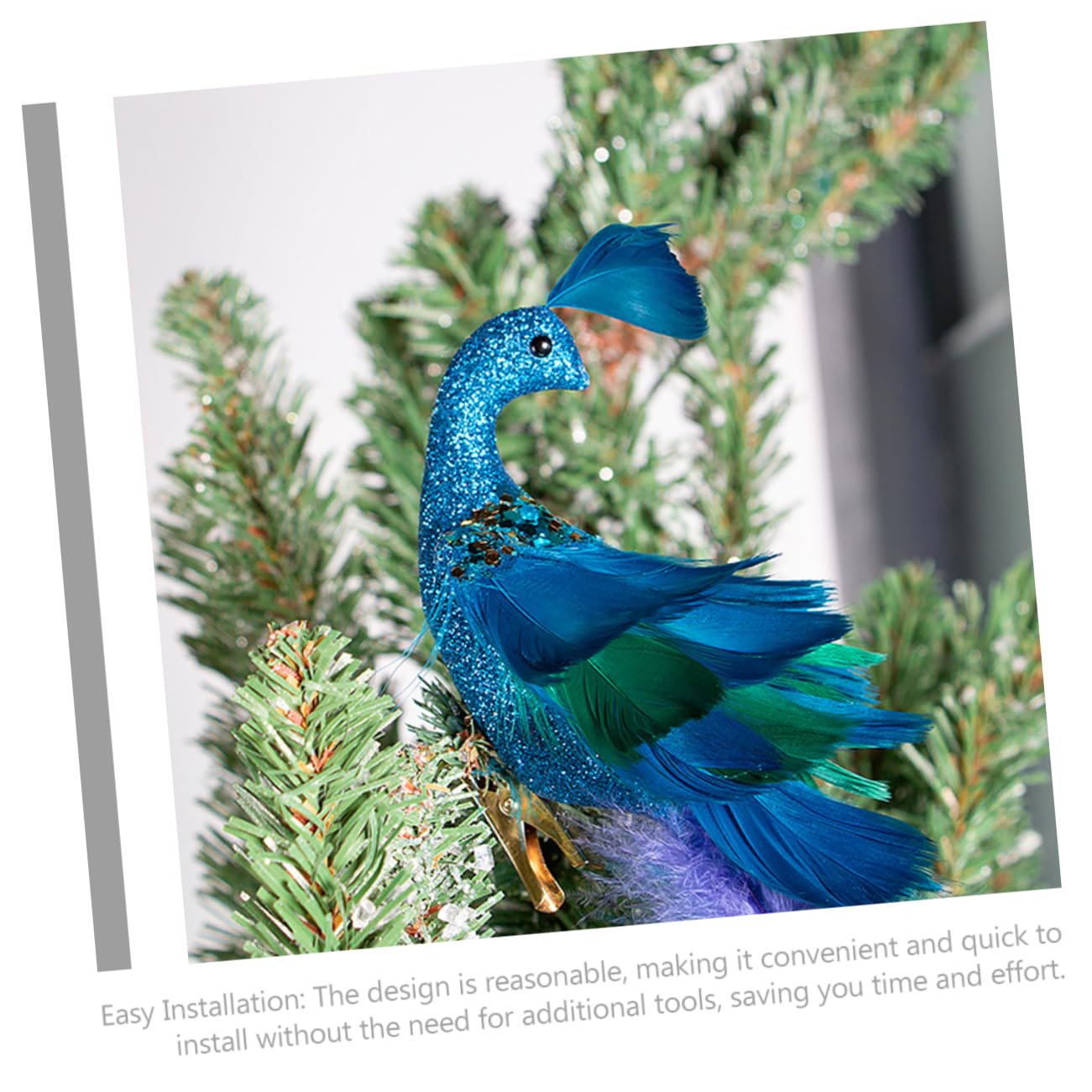 2stücke Künstliche Pfauenvögel Clip Ornamente Für Weihnachtsbaum Glitzernde Dekoration Für Weihnachten Vogelaufsätze Für Festliche Anlässe