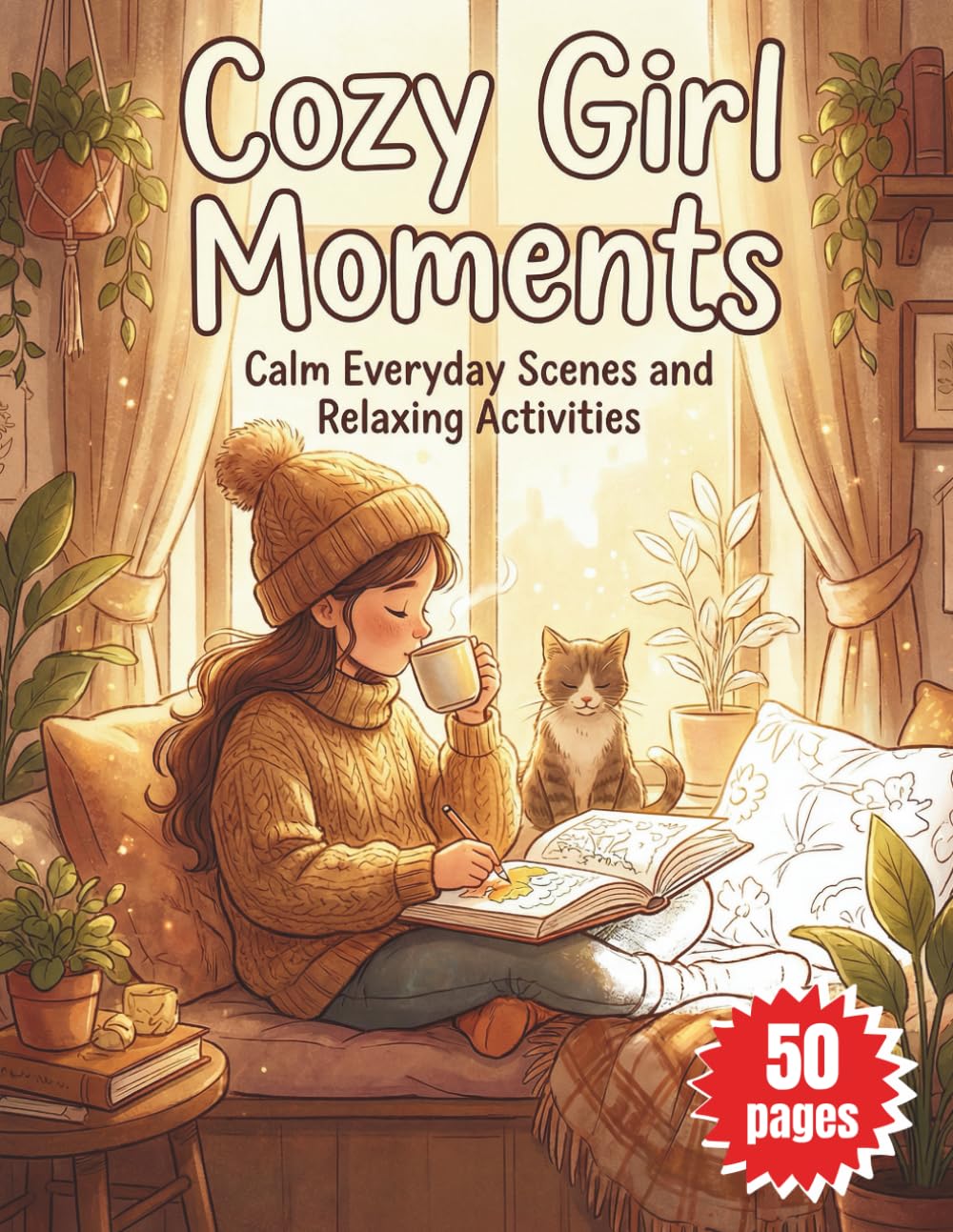 Cozy Girl Moments: Calm Everyday Scenes and Relaxing Activities Coloring Book for Teens and Adults to Color