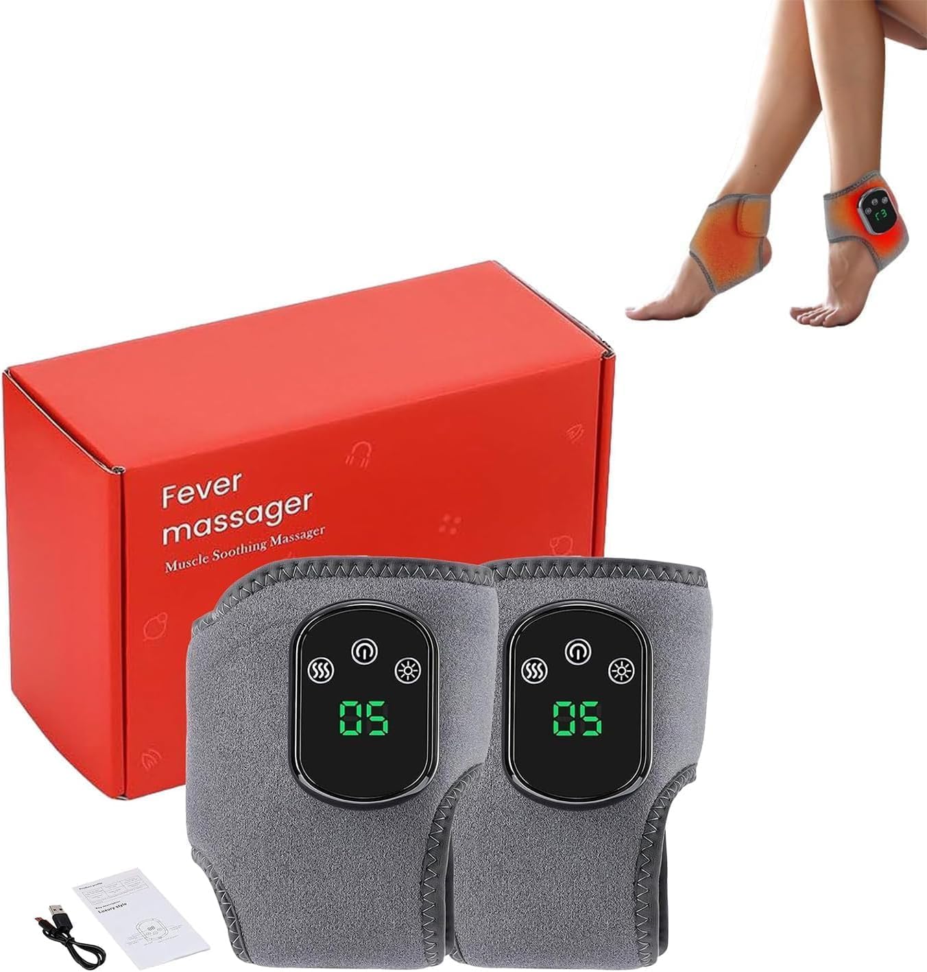 Emsense Foot Massager, Heating Foot Massager, 3-in-1 Foot Heating Massager Portable Heated Ankle Wrap Cordless Ankle Massager for Pain Relief (2PCS) — view 9