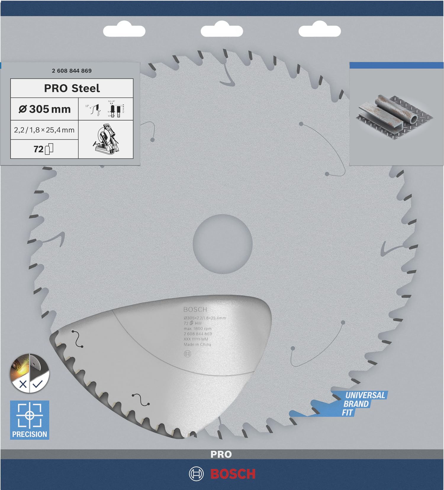 Bosch 1 lama per sega circolare Pro Steel per seghe a testa e troncatrice cablate (per acciaio, diametro mm, accessori professionali)