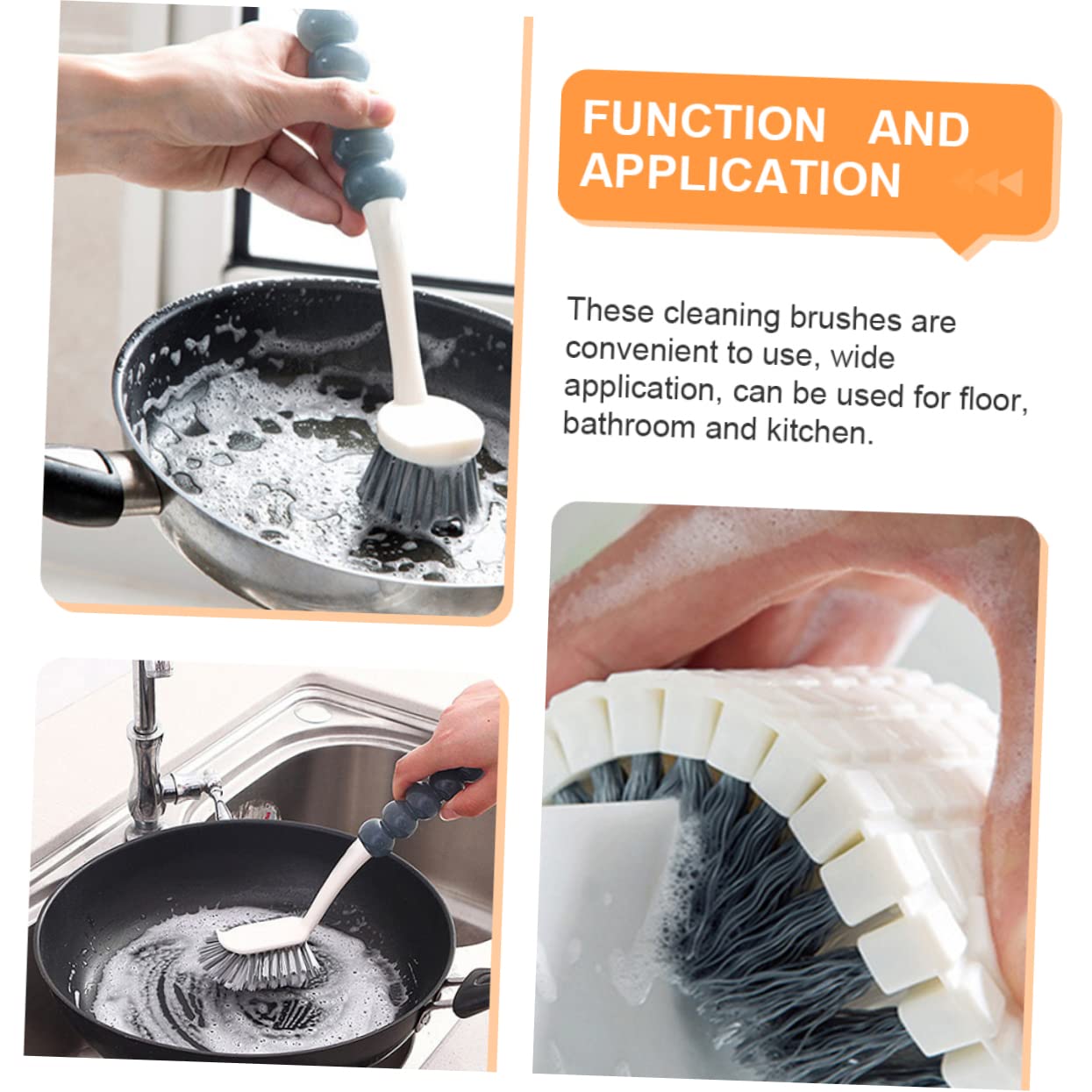 Ipetboom 4pezzi Kit Spazzole Per Pulizia Spazzola Per Strofinare Manico Design Ergonomico Spazzole Flessibili e Potenti Per Cucina e Bagno