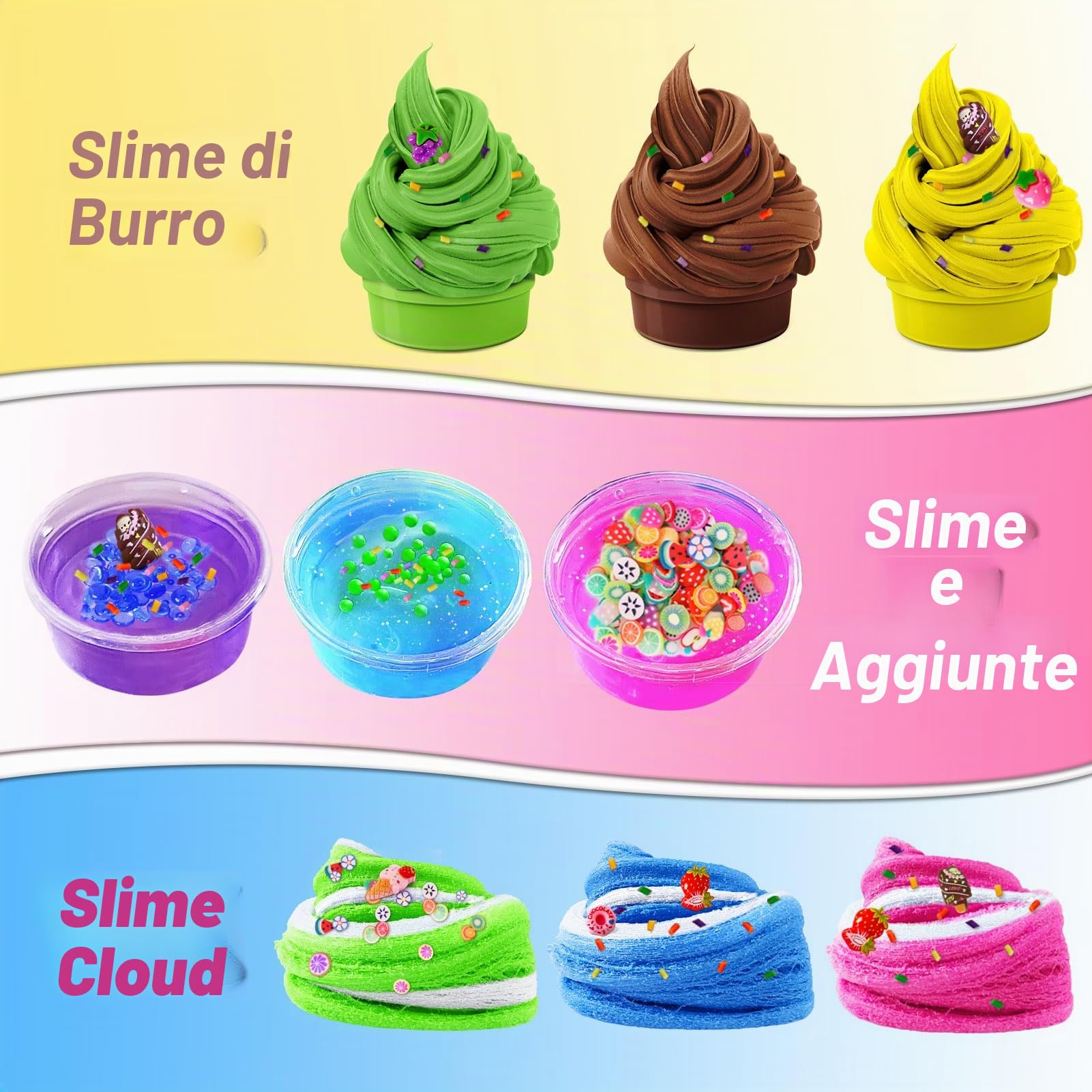 YOPINSAND Slime Kit Gelato, Fluffy Slime Making Kit per bambini 3-12, Laboratorio Creativo per Fabbricare Slime con Accessori - DIY Slime Bambini Ragazze Gioco Giocattoli Bambina Regalo
