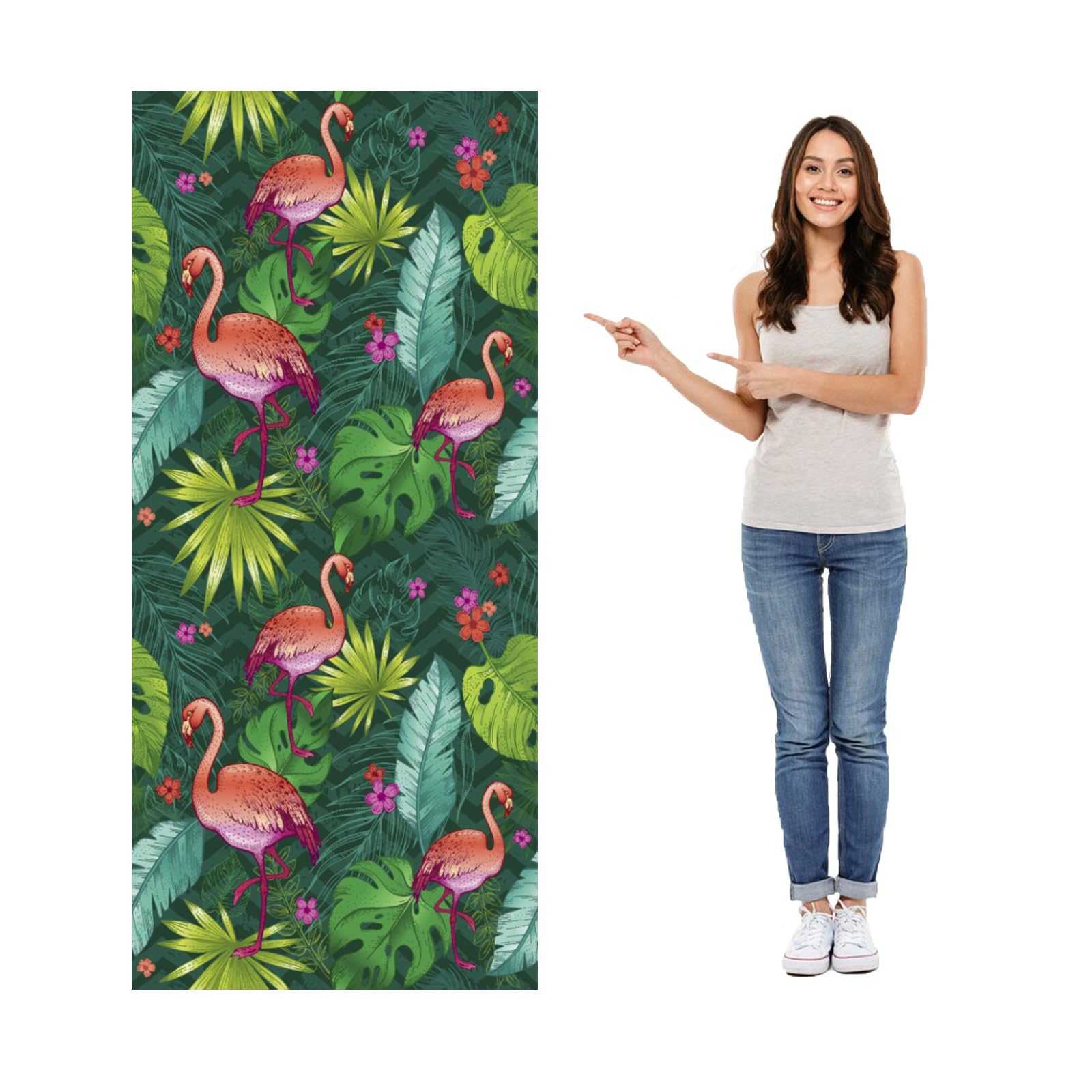 Irunfast 180x80cm Oversized Beach Towel,Quick Dry Towel with Flamingo & Banana Leaf Print Soft Microfiber Beach Towels for Adults Sand Free Swimming Towel for Beach, Pool, Travel & Picnics