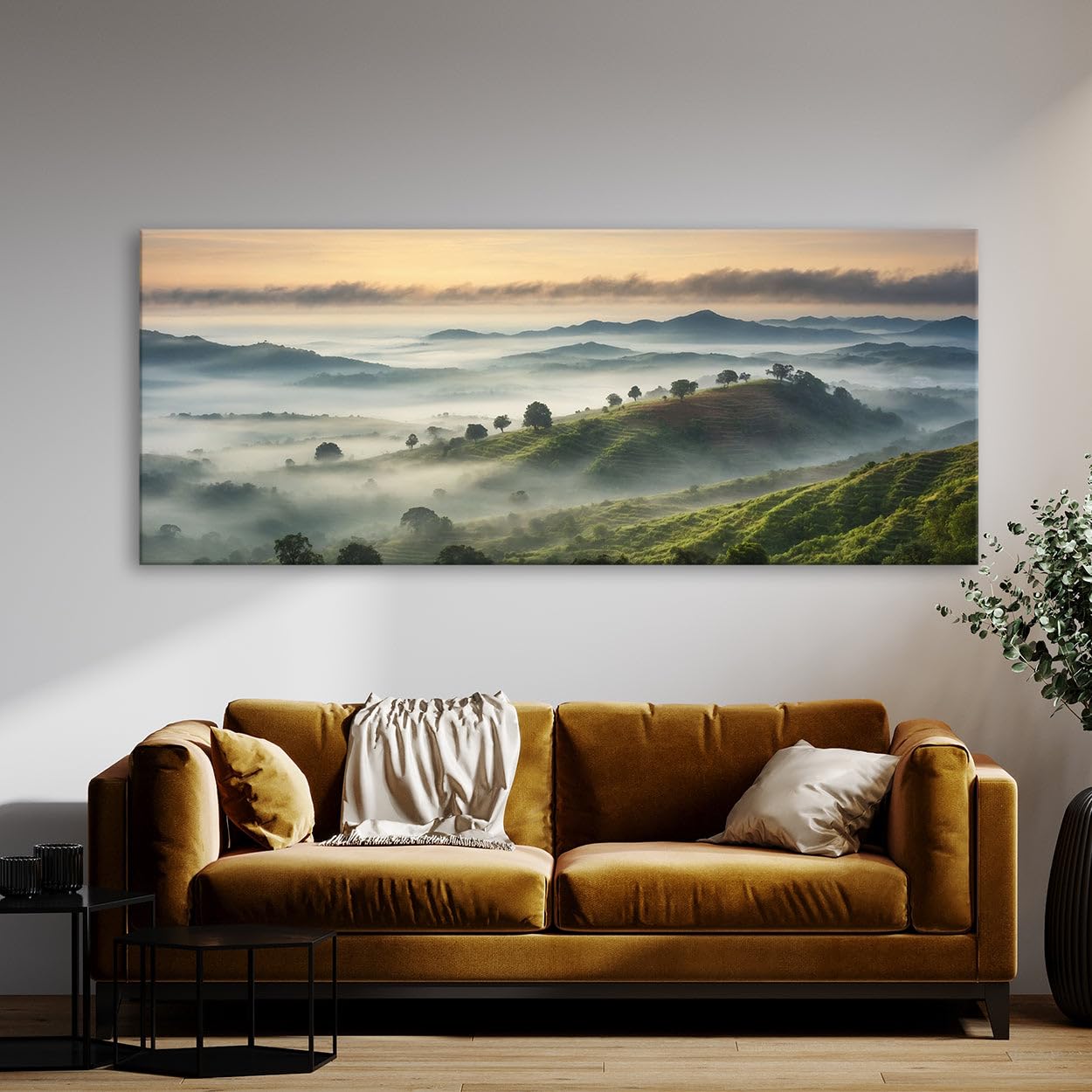 Sense Canvas Muskatnuss Ethereal Hills 76 Leinwandkunst, Heimdekoration, Wandkunstdruck, Poster, Gemälde, klein, 50,8 x 20,3 cm