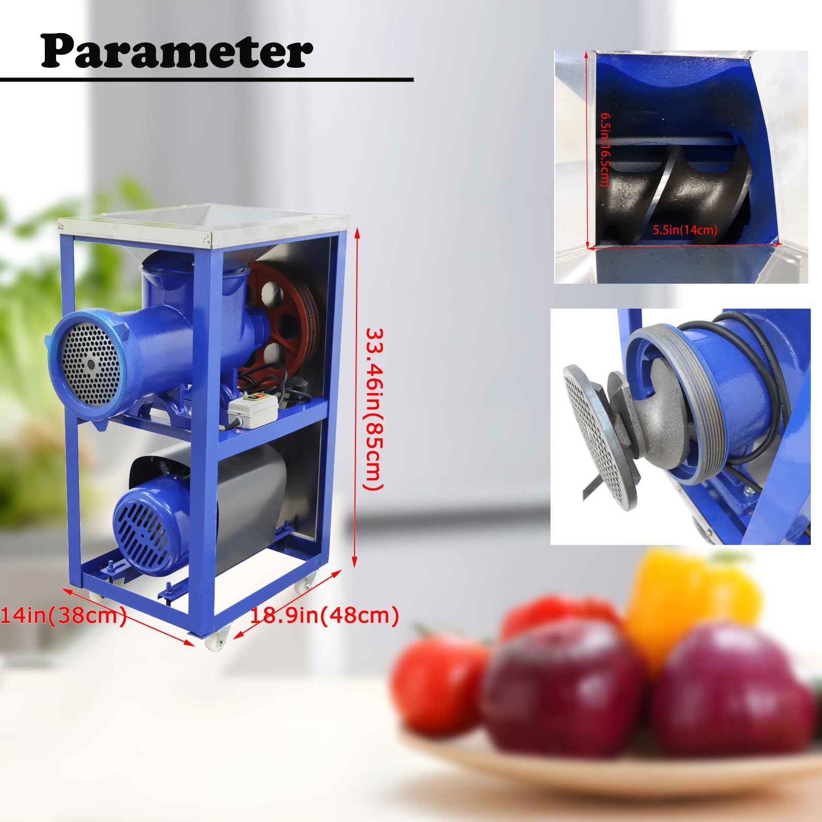 Trituradora de huesos de 220 V y picadora de carne tipo 62 Máquina trituradora de carne y hueso Picadora de carne eléctrica para pescado, pollo y verduras, 4KW 2