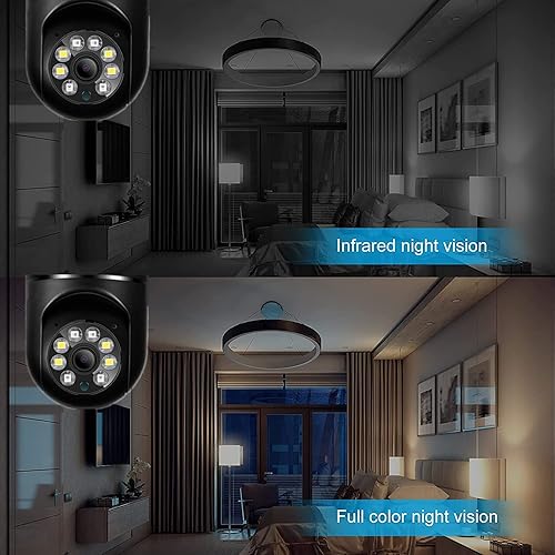 Miniatura 5 de Cámara de bombilla, cámaras de seguridad para el hogar 5G, cámara PTZ WiFi con conector de bombilla E27, audio bidireccional, visión nocturna,