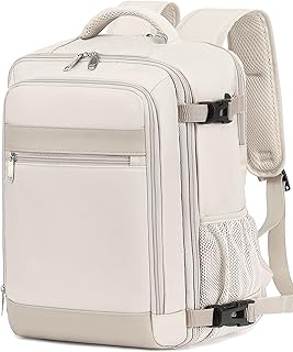KLOSTAIN Mochila Viaje Cabina Avion 40x20x25 para Ryanair 20L Mochila Cabina Equipaje de Mano Bolso Viaje Hombre Mujer Mochilas para Portatil de 14 Pulgadas Mochila de Trabajo Escuela Beige