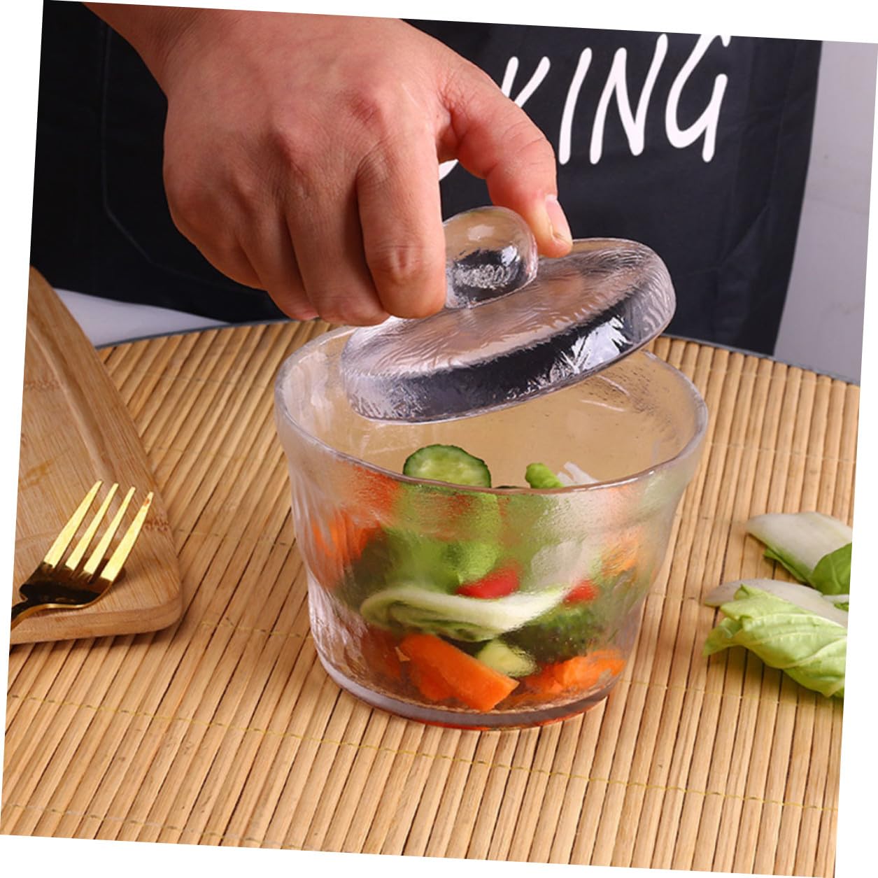 650ml Glas Gurkenglas mit Deckel Rundes Einmachglas für Gemüse Luftdicht Verschließbar Praktisches Gärglas für Küche und Restaurant