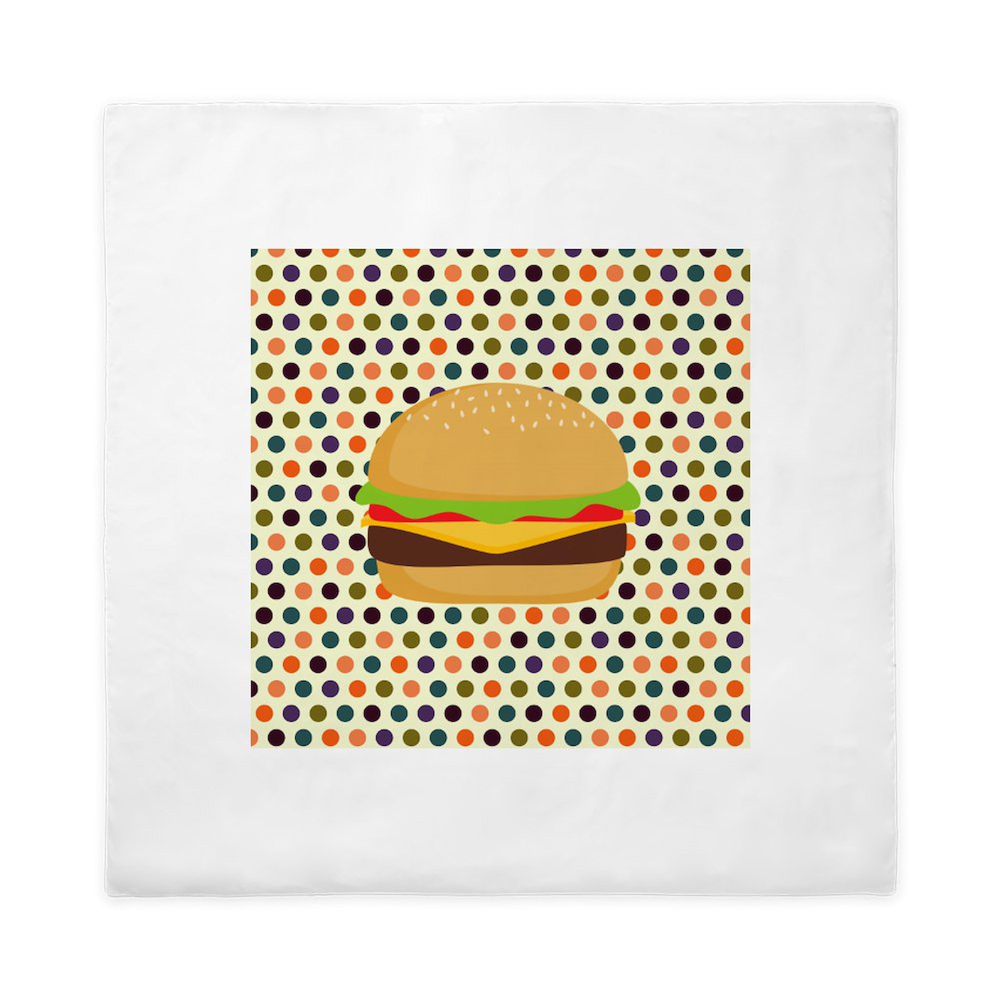 CafePress Mod Polka Dot Burger Queen Duvet Cover, Printed Comforter Cover, Unique Bedding