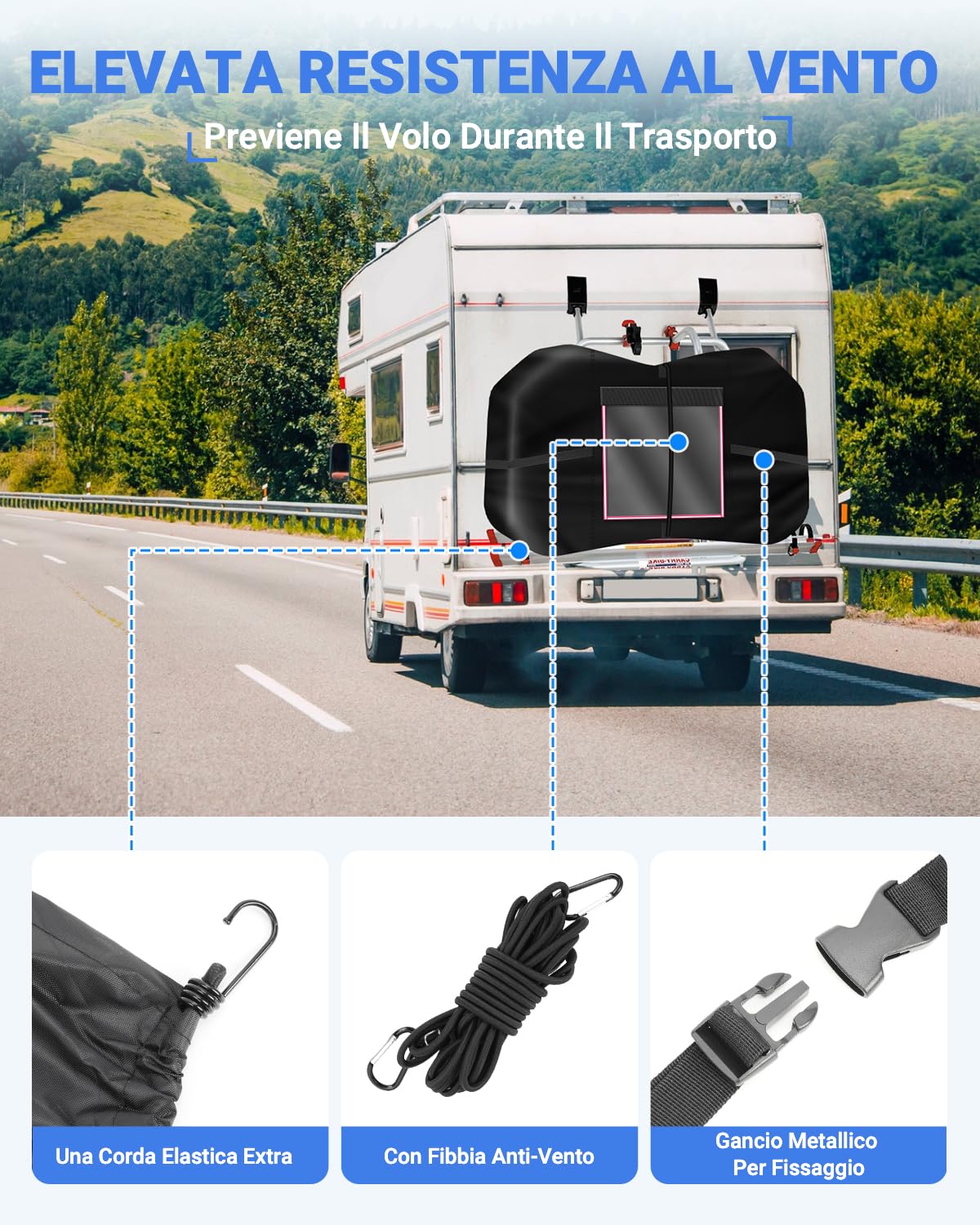 SUPAREE Telo Copri Bicicletta Camper Telo Copri Bici per Camper Telo Bici Camper per 2-3 Bici Impermeabile 420D Oxford Heavy Duty per Camper da Trasporto Viaggio
