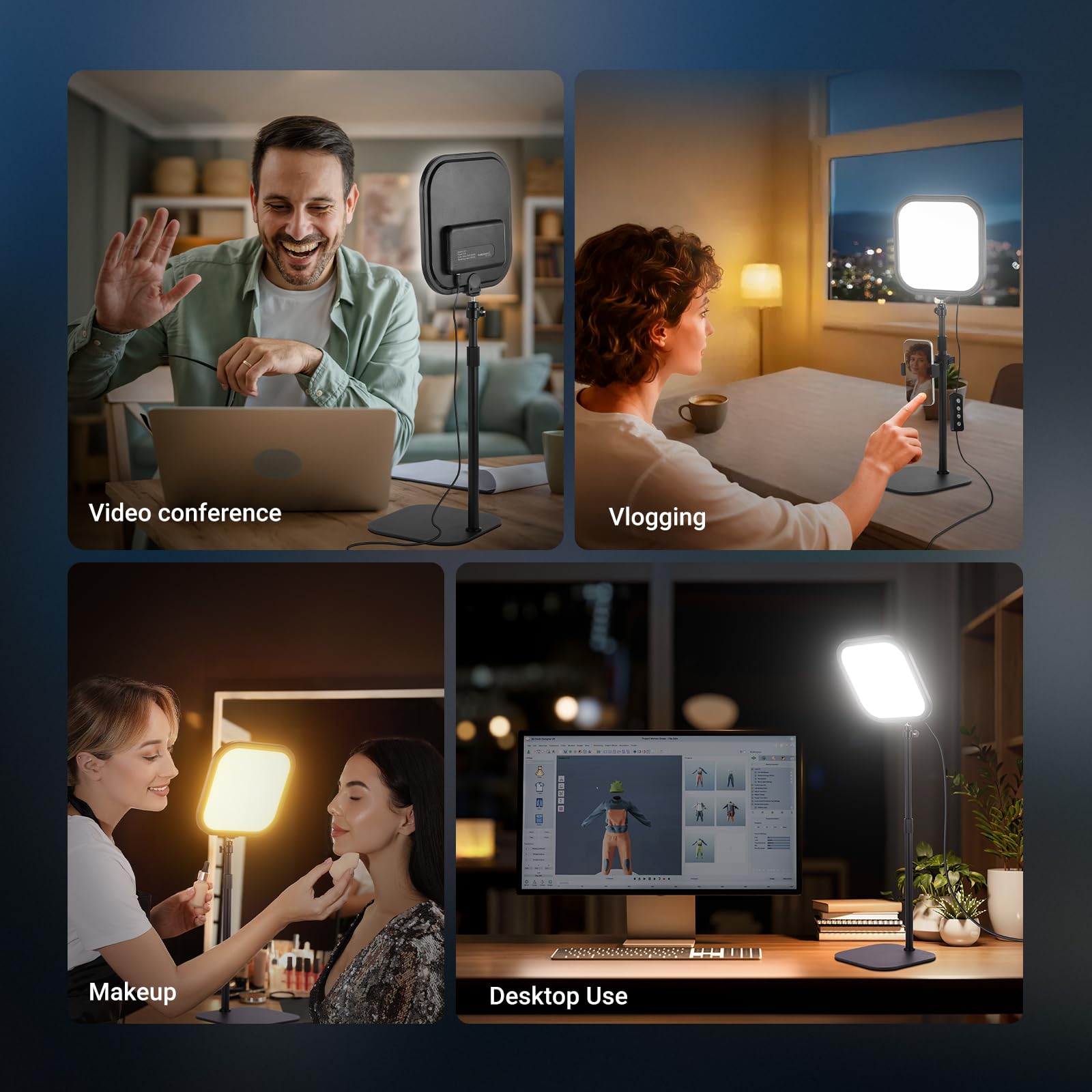 NEEWER Basics 2 Pack 10.8" Konferencja Wideo Reflektor z Mobilnym Wsparciem/Wsparciem, 15W Bi Color Edge Lit Full Screen Desk Light CRI95+ do laptopa Kamera internetowa Zoom Połączenia Streaming