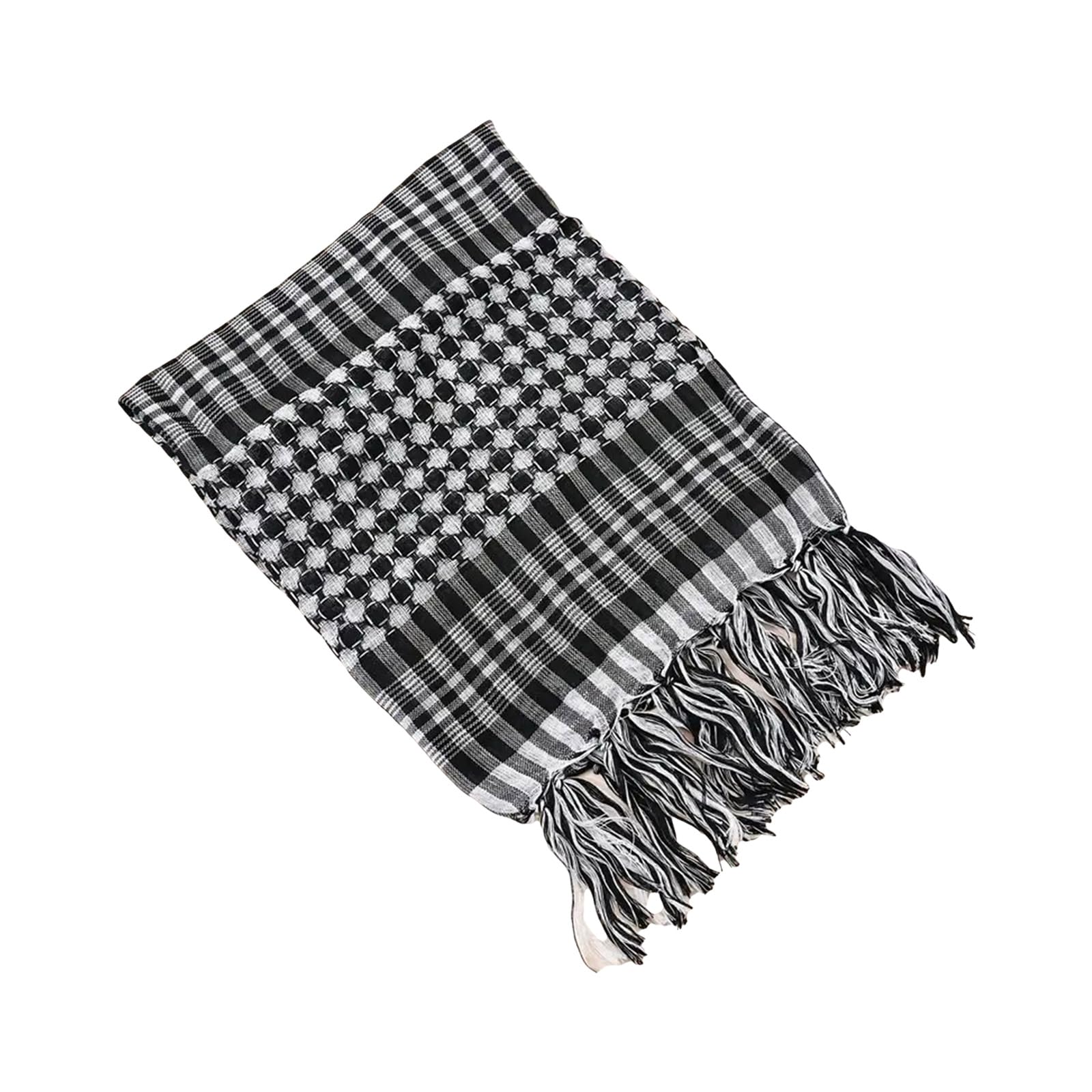 MICFENY Classical Plaids Shemagh Scarf With Decorative Tassels Arabic Accessory Desert Keffiyeh Scarf For Everyday Wear