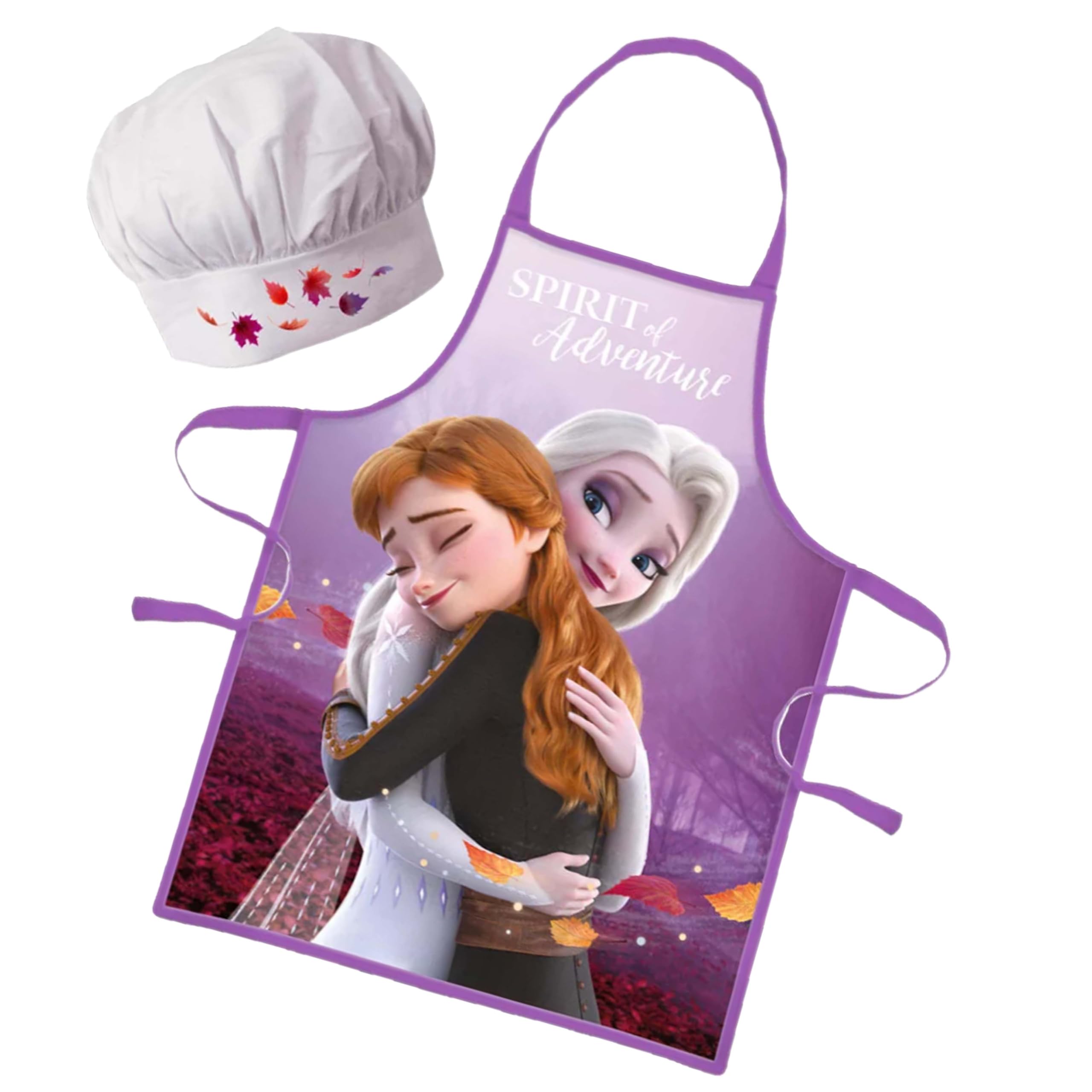 Sorrisini Delantal Infantil y Gorro de Cocinero Ajustable para Niños Cocina Frozen Anna, Mandil Niña, Delantal y Sombrero para Cocinar, Hornear, Pintar, 3-8 Años Frozen-Abraso