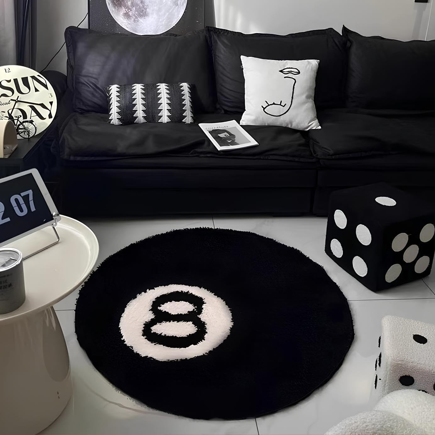 Tapis Boule de Billard 8 Rond – Tapis Chambre Ado, Déco Chambre Ado