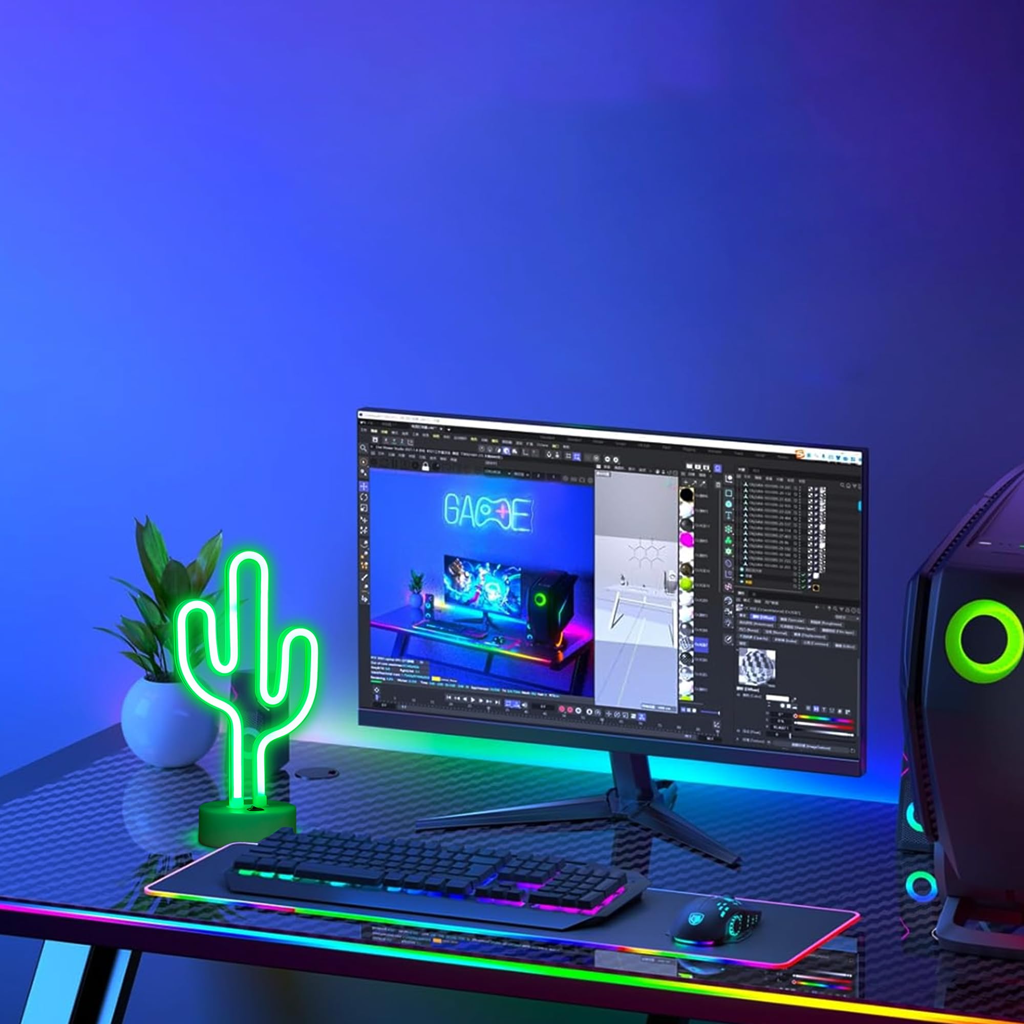 ENUOLI LED Cactus Insegne al neon Luce al neon con base Luce notturna al neon Batteria/Luce al neon alimentata tramite USB per decorazioni per feste di compleanno per amici Regali per bambini