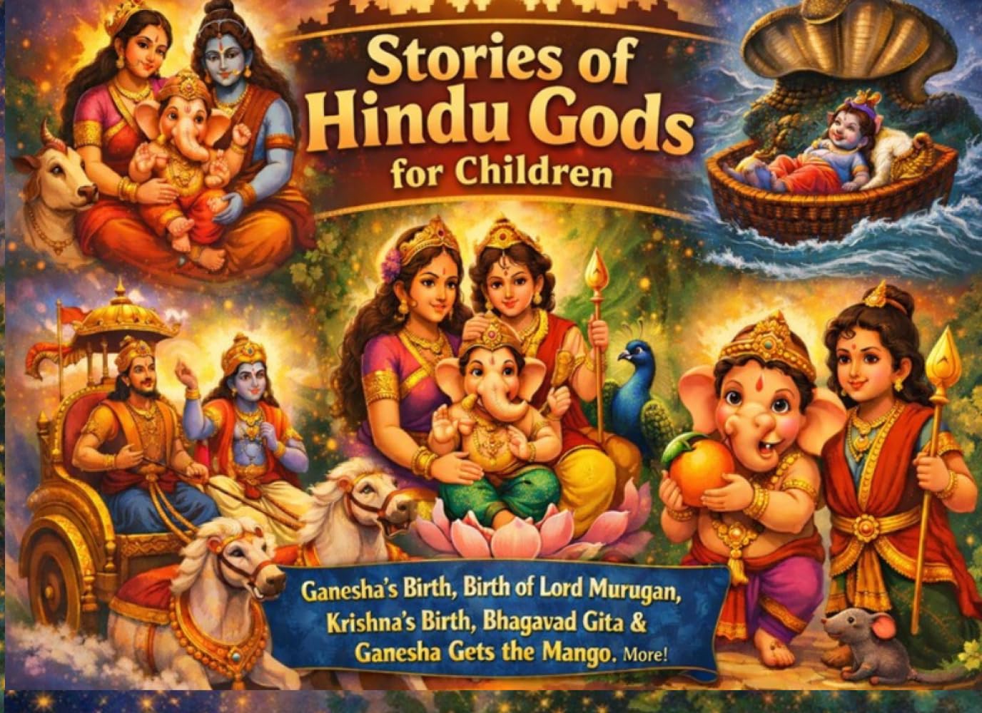 Stories of Hindu Gods: Illustrated Stories of Ganesha, Krishna & Murugan for Kids