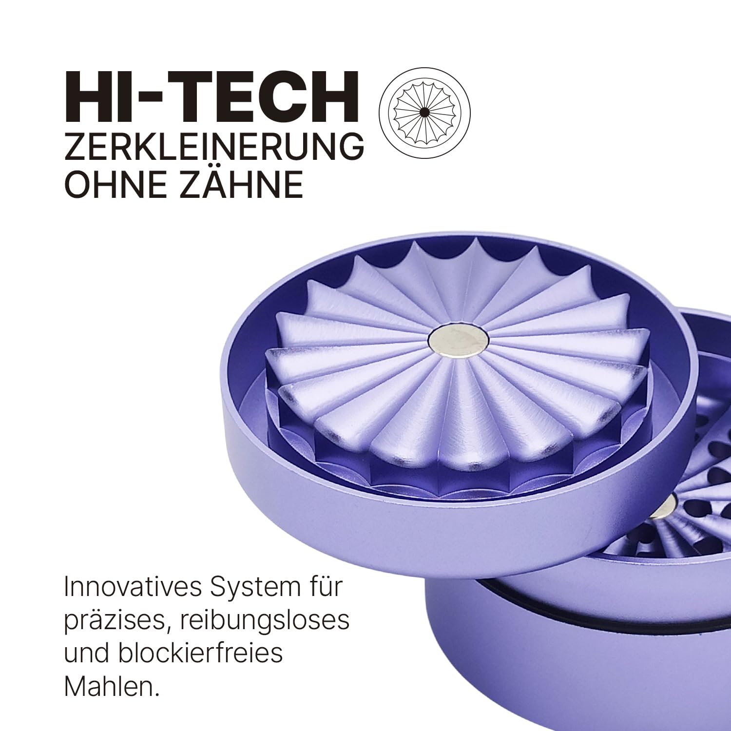 Grinder Toothless Premium CRUSH CORE PRO 2.0 | Patentierter Crusher aus eloxiertem Aluminium | 63 mm Kräutermühle mit 4-teiliger Struktur für trockene Kräuter & Gewürze